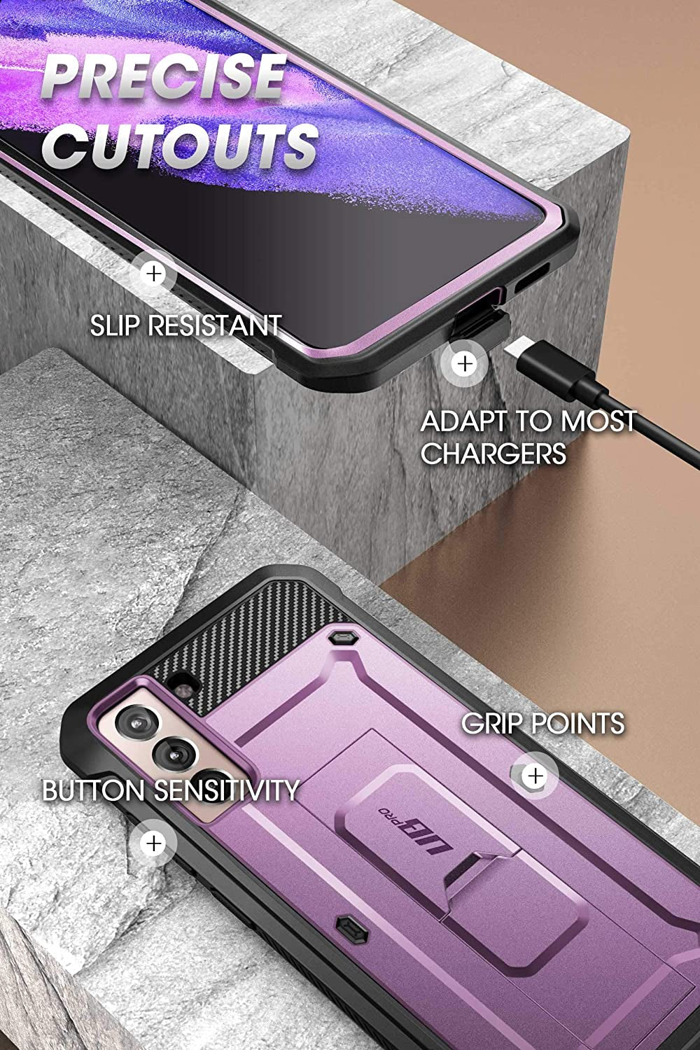 SUPCASE Unicorn Beetle Pro Series Case Designed for Samsung Galaxy S21 5G (2021 Release), Full-Body Dual Layer Rugged Holster & Kickstand Case without Built-In Screen Protector (Violte)  SUPCASE   