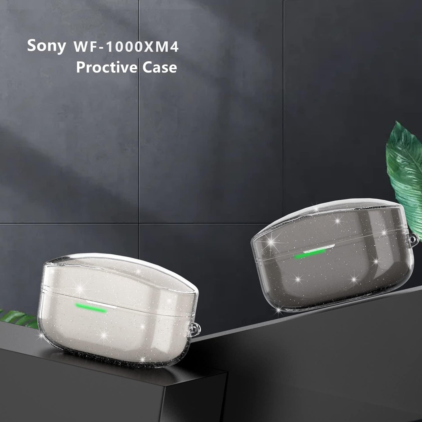 Cover Case Compatible with Sony WF-1000XM4 Earbud, Upgrade TPU Durable Sony WF-1000XM4 Case Wireless Earbuds Protective Cover with Keychain (Shine Black)  FGFLOWER   