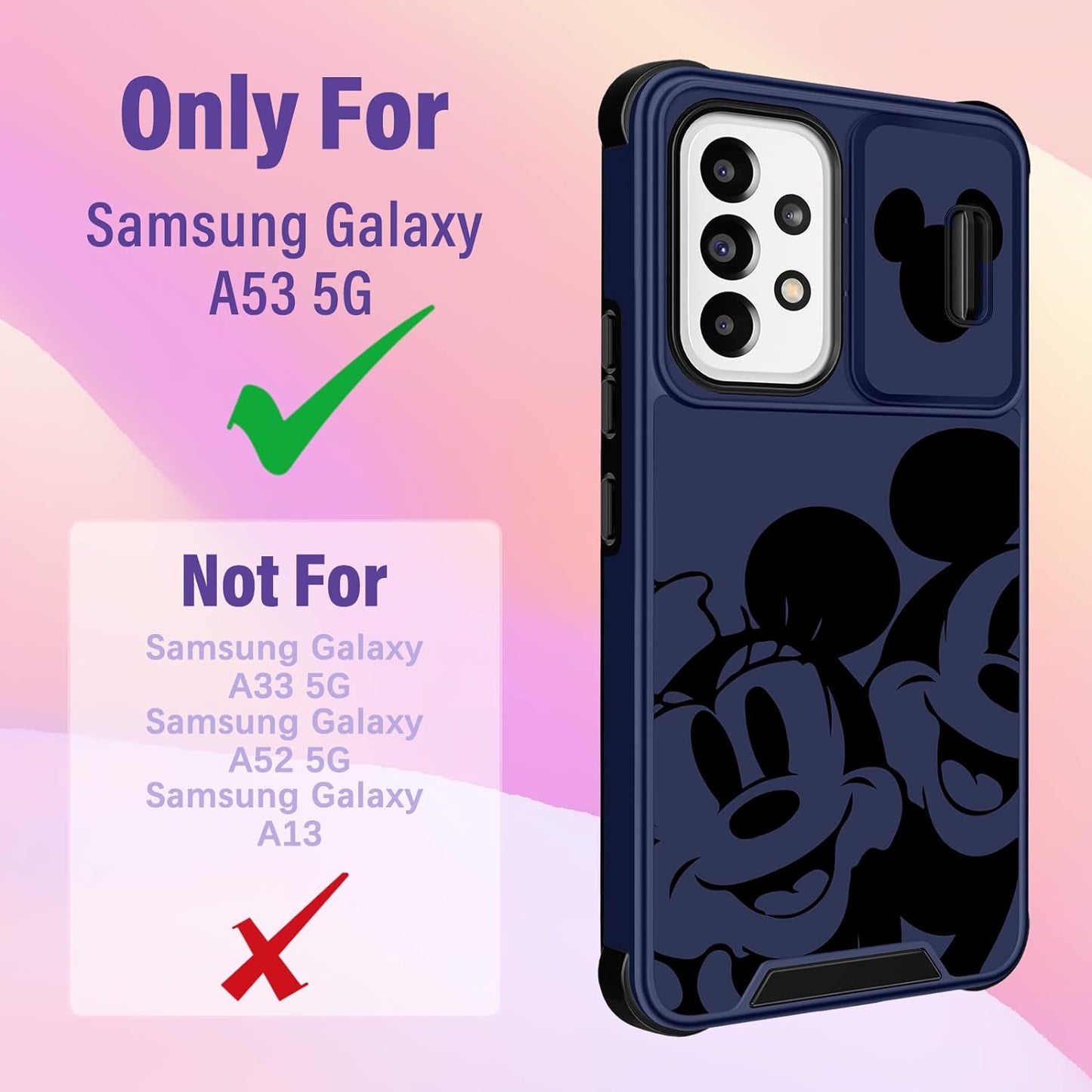 Oqpa for Samsung Galaxy A53 5G Case Cute Cartoon for Women Girly Girls Boys Kids Kawaii Funny Samsung A53 Phone Case Cover with Camera Cover+Ring Holder for Galaxy A53 5G, Happy Miki  meitong2020   