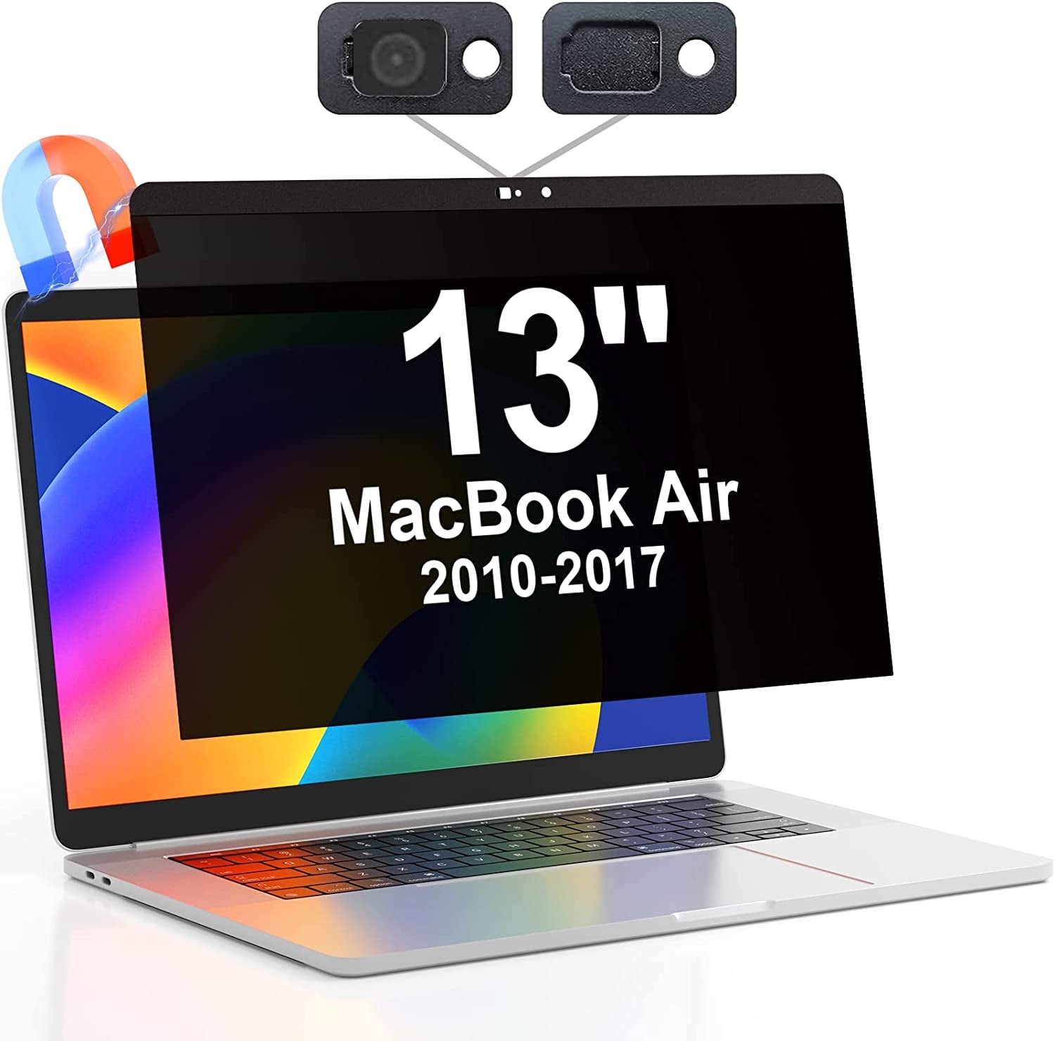 Ultra Thin Metal Magnet Web Camera Cover Silde for Macbook Pro Laptops Smartphone Mac PC Tablets, Adhesive Tabs Fix Bottom of Magnetic Privacy Screen  Mamol MacBook Air 13 Inch(2010-2017)  