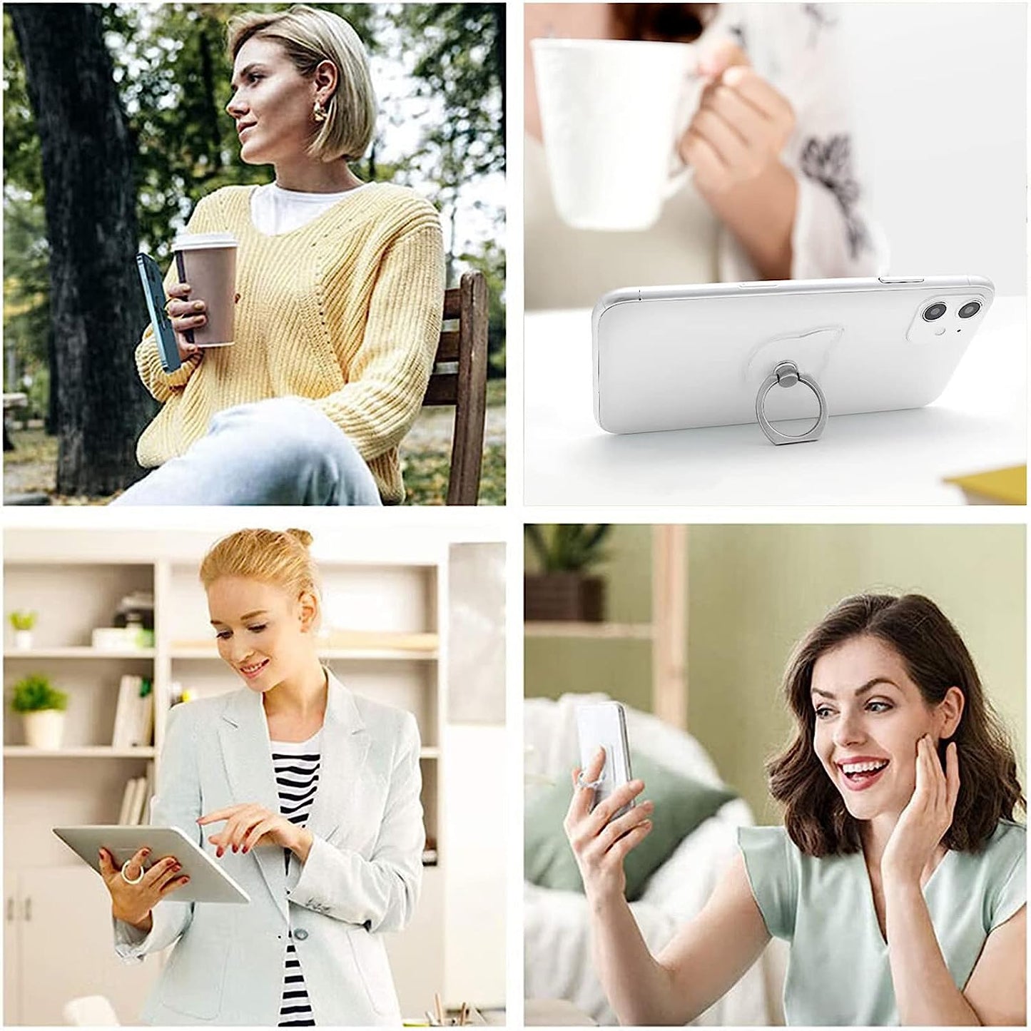 [2 Pack] Transparent Butterfly Finger Ring Cell Phone Ring Holder Stand,360 Degree Rotation and 180 Degree Adjustable Finger Ring Kickstand with Polished Electroplated Phone Grip  Wansurs   