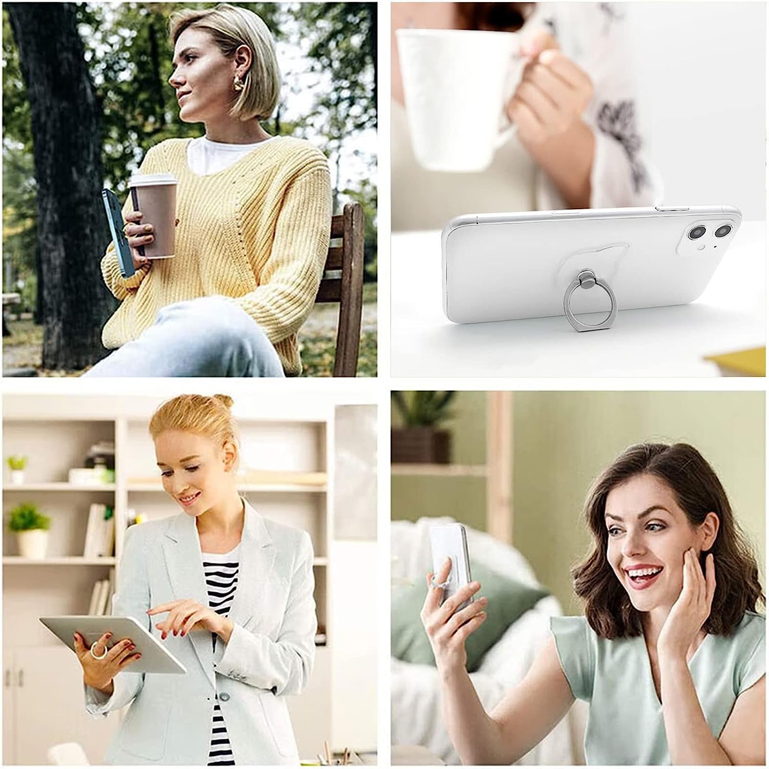 [2 Pack] Transparent Butterfly Finger Ring Cell Phone Ring Holder Stand,360 Degree Rotation and 180 Degree Adjustable Finger Ring Kickstand with Polished Electroplated Phone Grip  Wansurs   