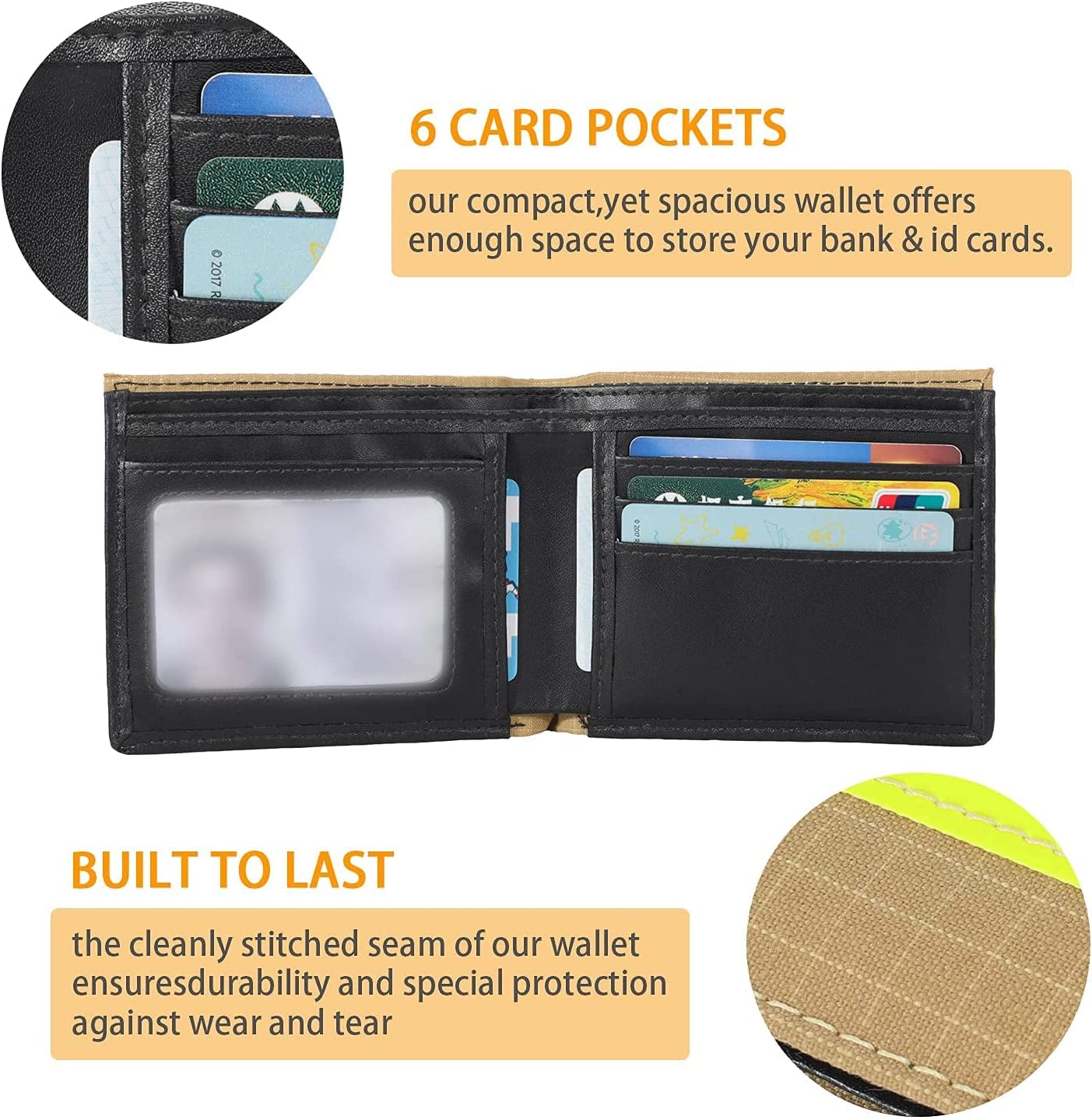 Slim Front Pocket Minimalist Smart Rfid Stitch Wallet for Men & Women, Mens Wallets Credit Card Holder Bifold Mighty Fabric, Inner Leather, Rfid Blocking Firefighter Gear Stripe, Chic Gift Box  ARCTOTTI   