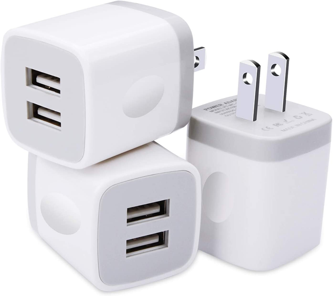 USB Plug, USB Wall Charger 3 Pack, Gigreen Dual Port USB Electrical Plug Cube 5V 2.1A Charging Block USB Outlet Plugs Compatible Iphone 11 XS X 8 7, LG V30 G8, Samsung S20 S10+ S9 S8 Note 9 8, Moto G6  Shenzhen Putuo Technology Co.,Ltd   