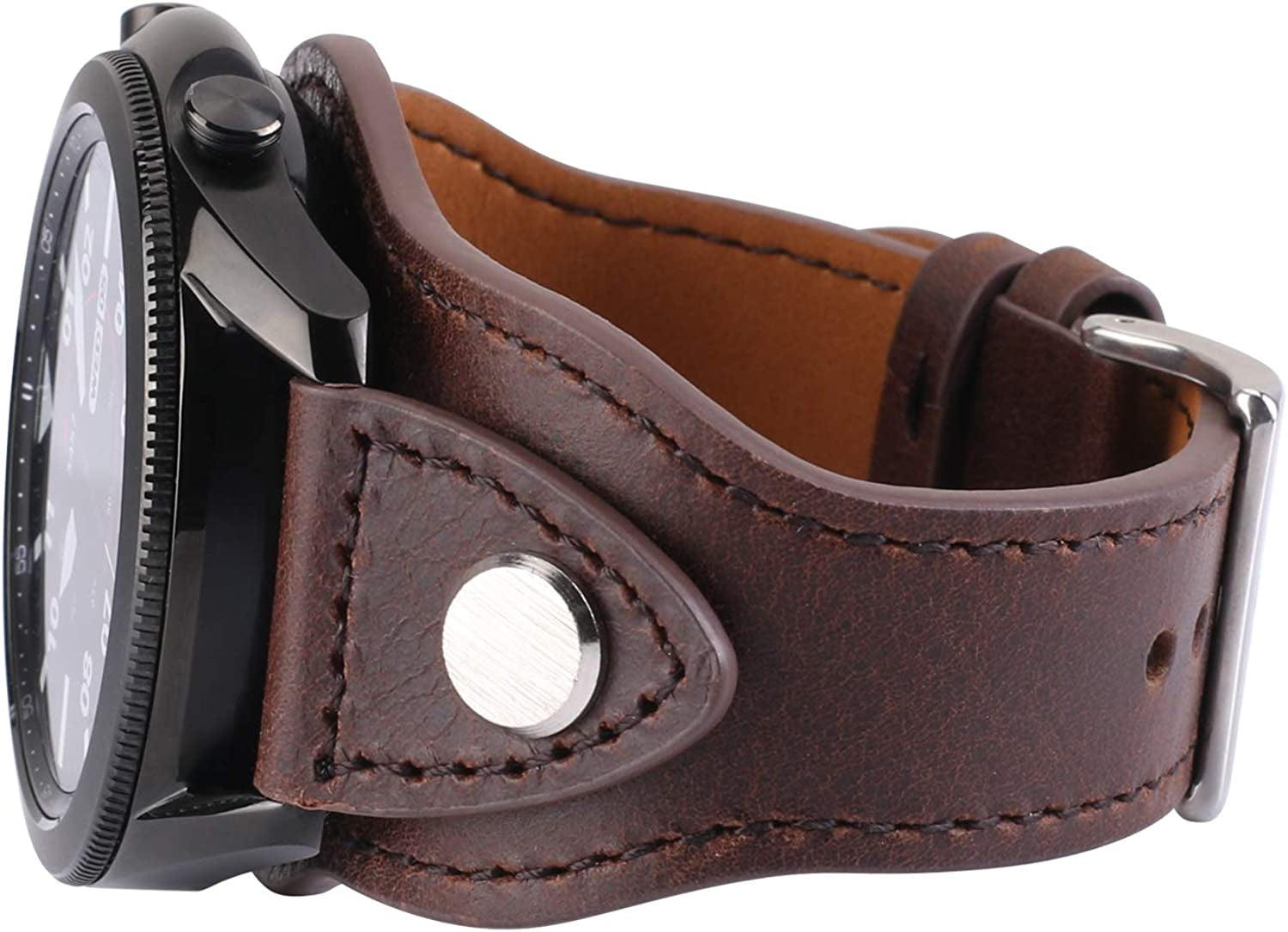 KONAFEI Compatible with Samsung Galaxy Watch 3 45Mm/Gear S3 Frontier/Classic/Galaxy Watch 46Mm Band, 22Mm Genuine Leather Vintage Cuff Bracelets for Men Women  KONAFEI Coffe  