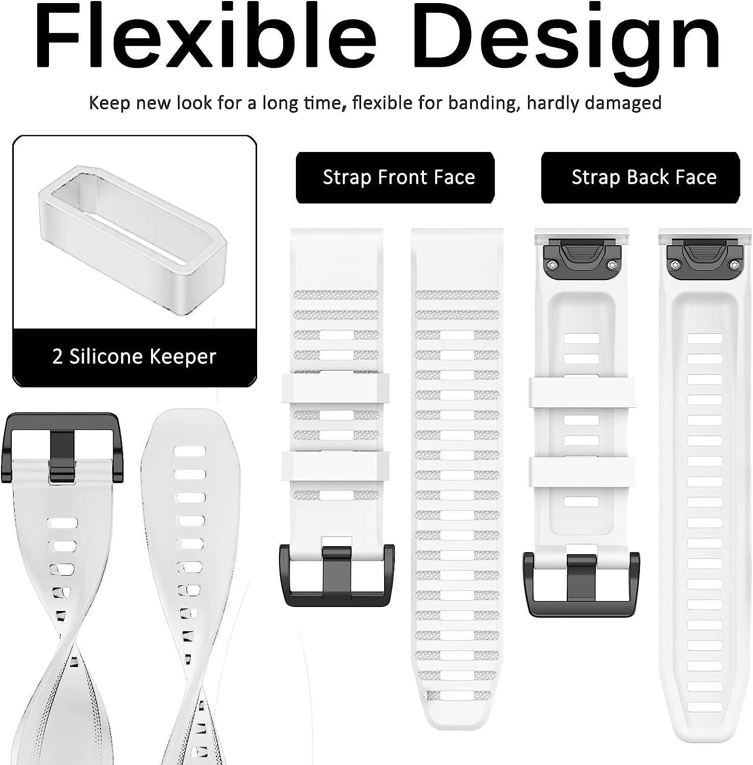 Miimall Compatible for Garmin Fenix 7X Silicone Band, Soft Sport Watch Wristband Women Man Flexible Replacement Band Strap for Garmin Fenix 26Mm 7X/7X Solar/7X Sapphire Solar/6X/5X(Black)  Miimall   