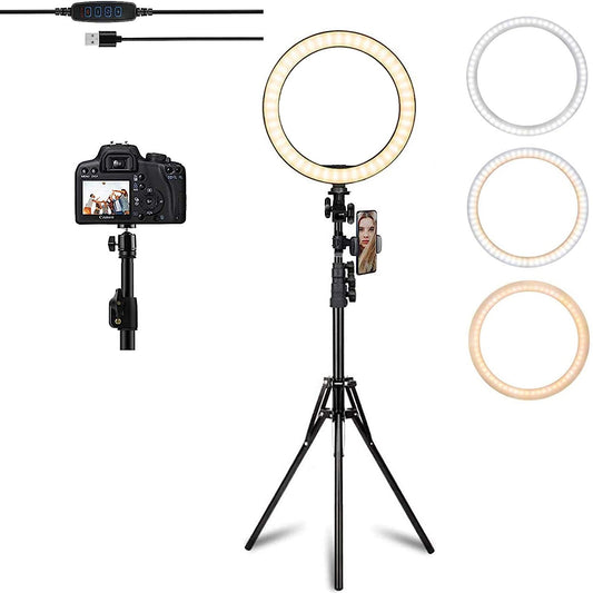 Ring Light with Stand OEBLD Selfie Light Ring with Iphone Tripod and Phone Holder (D(10.2''Ring Light & 63''Tripod))  OEBLD   