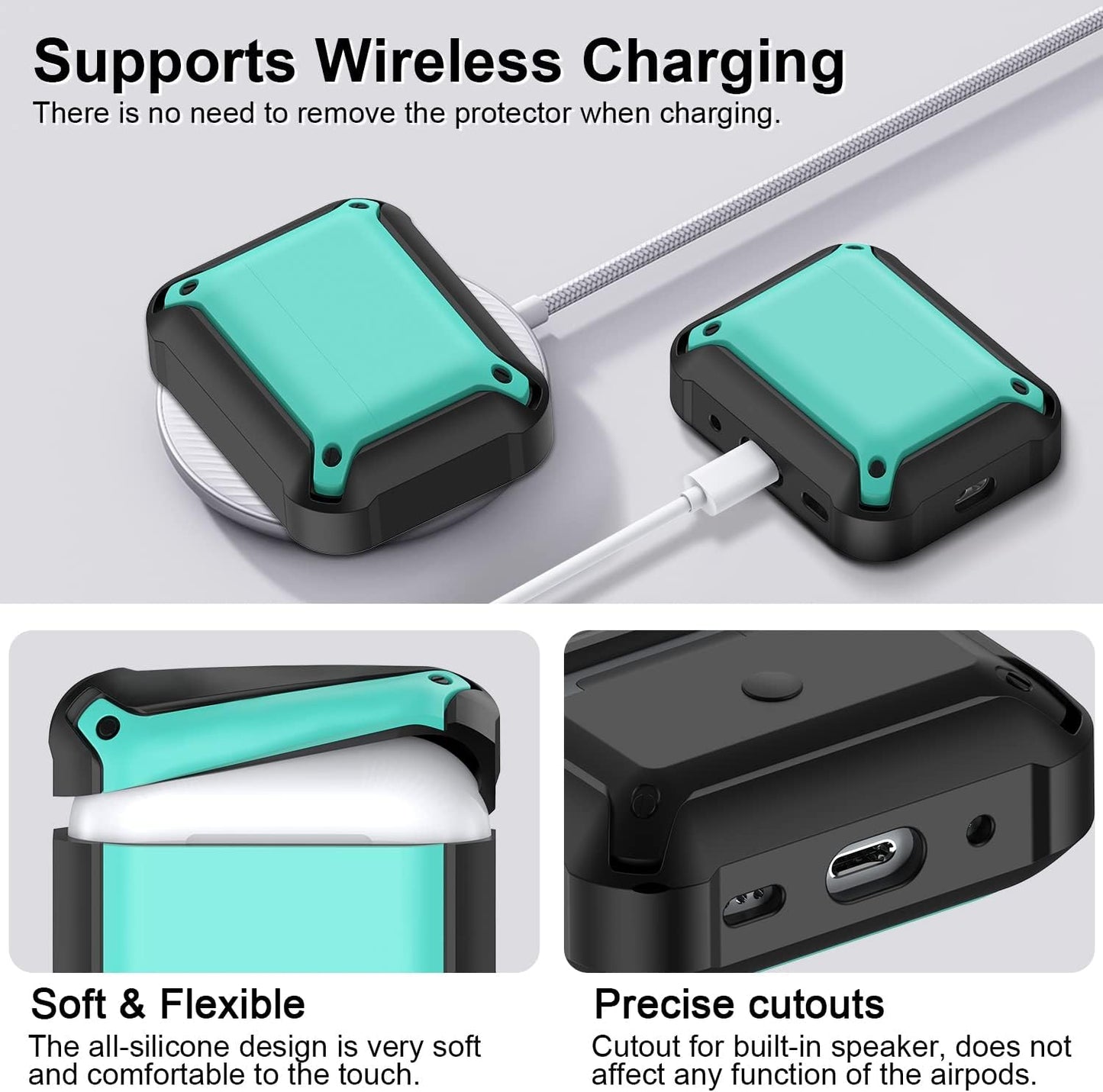 [14 in 1 Set] for Airpods Pro 2Nd Generation Case Cover, Silicone Airpod Pro 2 Case Cover for Men Women with Lanyard, Shock-Absorbing Protective Case for Airpods Pro 2Nd Generation 2022 - Mint Blue  TOLUOHU   