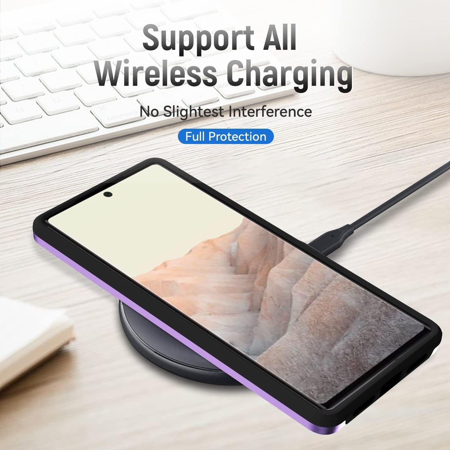 Asuwish Phone Case for Google Pixel 6 Pro with Tempered Glass Screen Protector Cover and Slim Thin Hybrid Full Body Protective Cell Accessories Pixel6Pro Pixel6 XL 6XL Pixle 6Pro 5G Women Men Purple  Asuwish   