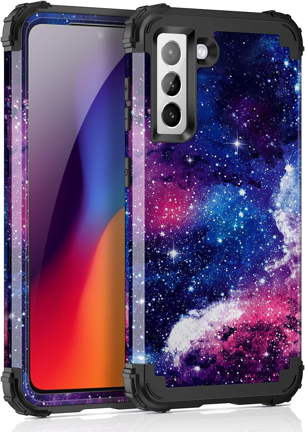 Rancase for Galaxy S21 plus 5G Case,Three Layer Heavy Duty Shockproof Protection Hard Plastic Bumper +Soft Silicone Rubber Protective Case for Samsung Galaxy S21 plus 5G 6.7 Inch,Black  Rancase Red Sky  