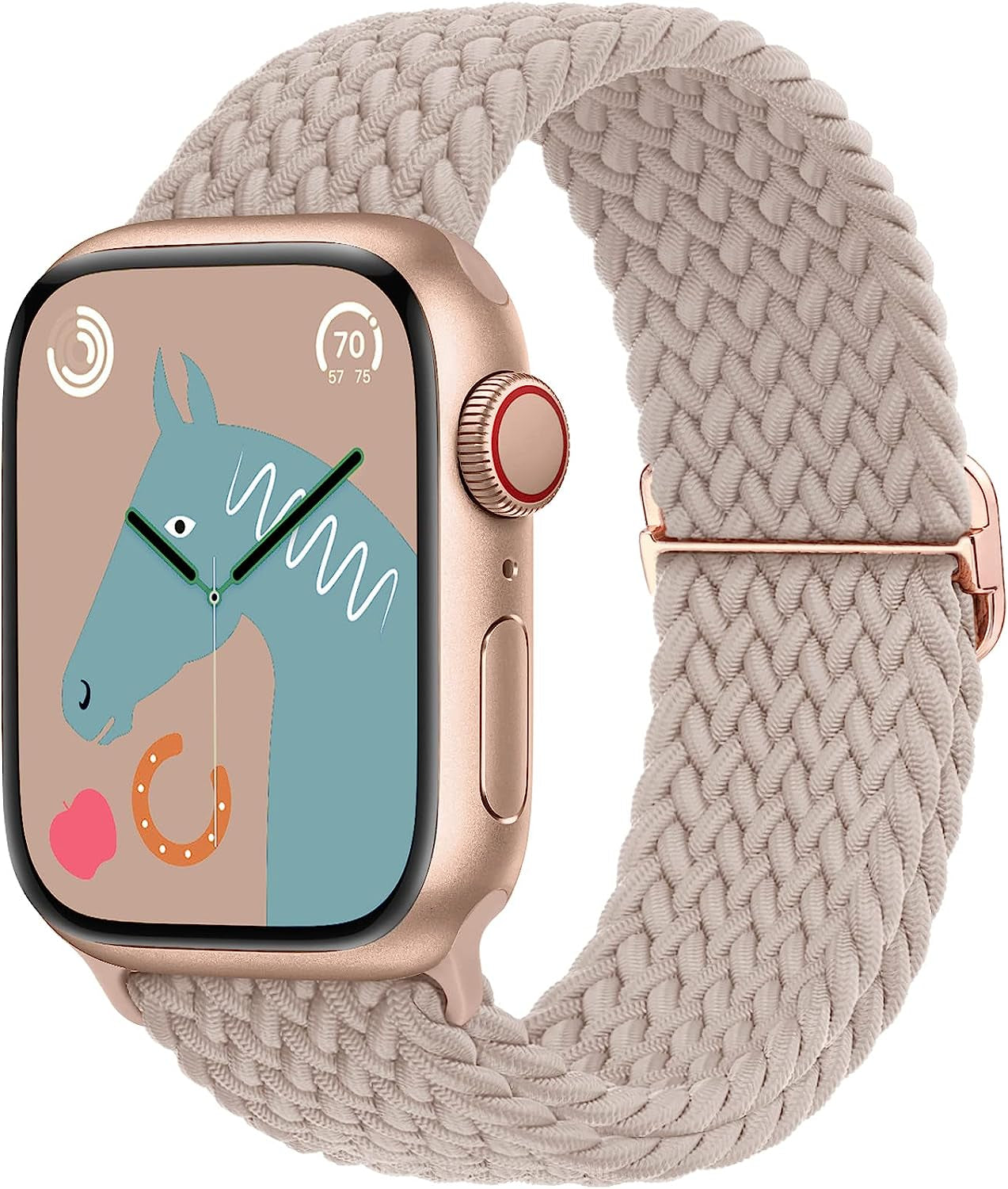 Transjoy Braided Stretchy Adjustable Watch Band for Apple Watch Band 38Mm 40Mm 41Mm 42Mm 44Mm 45Mm for Women Men, Soft Nylon Elastic Straps Solo Loop Wristbands for Iwatch Series 8 7 6 SE 5 4 Ultra  TransJoy Milk Tea 42MM/44MM/45MM/49MM 