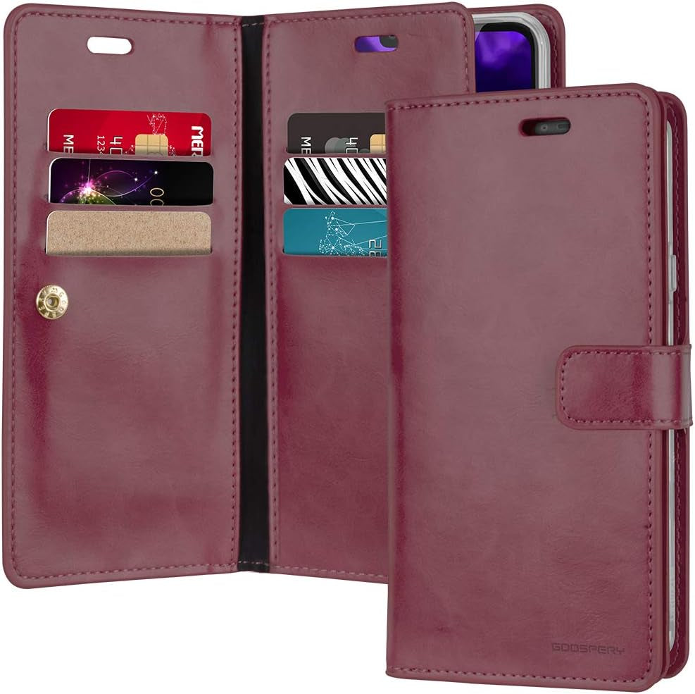 GOOSPERY Mansoor Wallet for LG V40 Thinq Case (2018) Double Sided Card Holder Flip Cover (Navy) LGV40-MAN-NVY  GOOSPERY Wine  