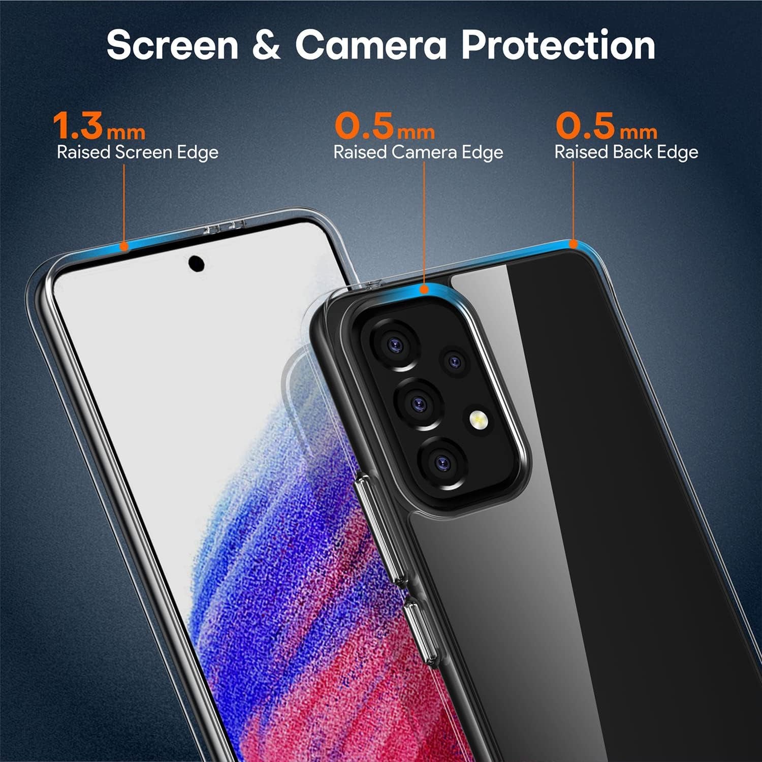 Rayboen Case for Galaxy A53 5G Crystal Clear Designed Non-Slip Shockproof Protection Phone Case, Hard PC Back Flexible TPU Slim Fit Light and Durable Cover for Samsung Galaxy A53 5G  Rayboen   