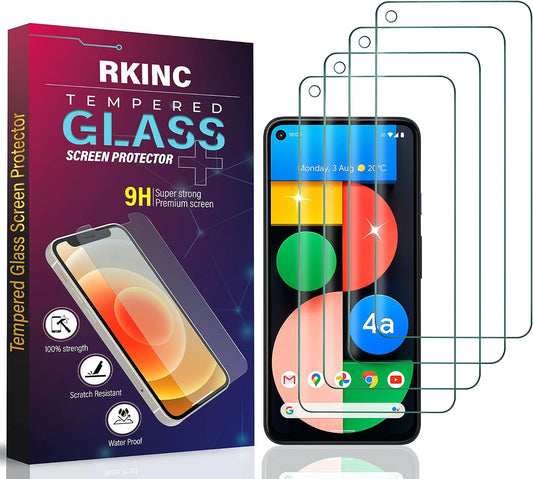 RKINC Screen Protector [4-Pack] for Google Pixel 4A 5G, Tempered Glass Film Screen Protector, 0.33Mm [Lifetimewarranty][Anti-Scratch][Anti-Shatter][Bubble-Free]  RKINC   