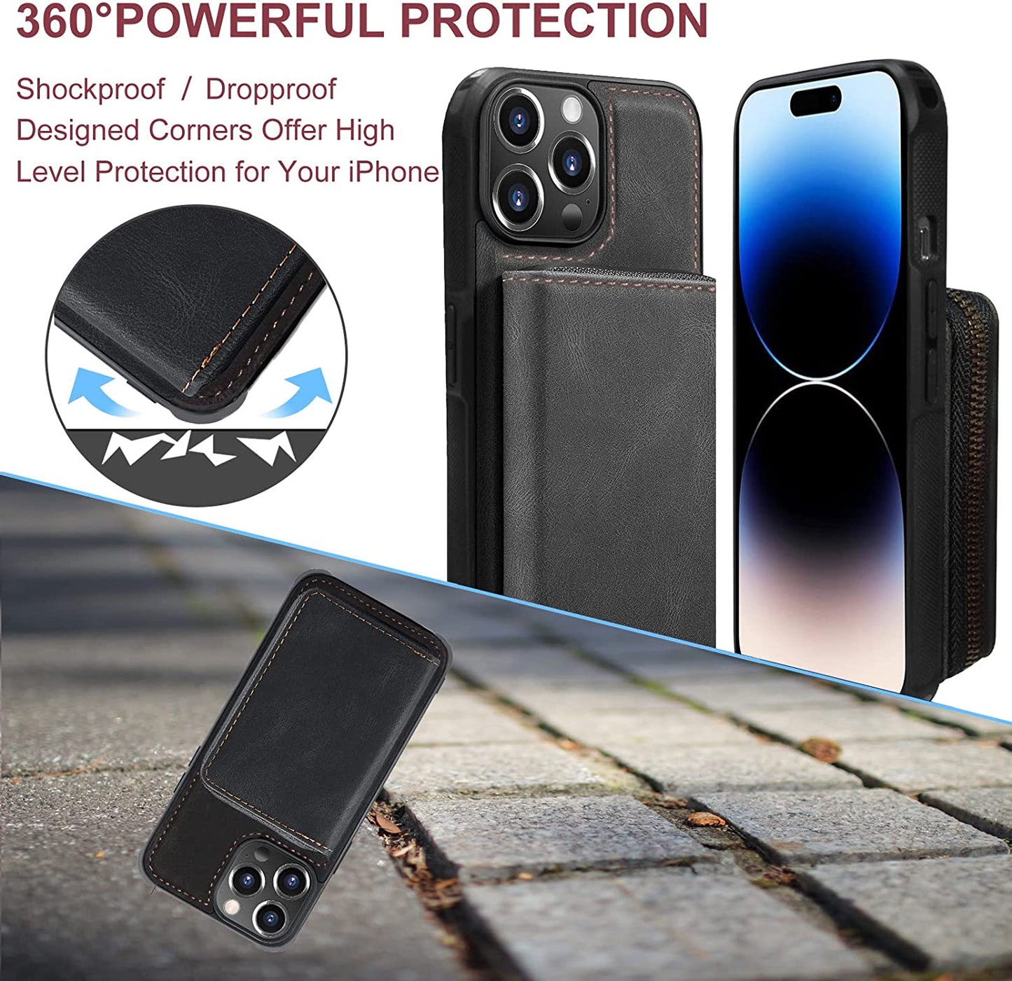 Energyspot Design for Iphone 14 Pro Max Case Compatible with Magsafe Charger Magnetic Removable Wallet Card Holder Slim Thin Leather Cover with 4.5Ft Lanyard (Pink)  EnergySpot   