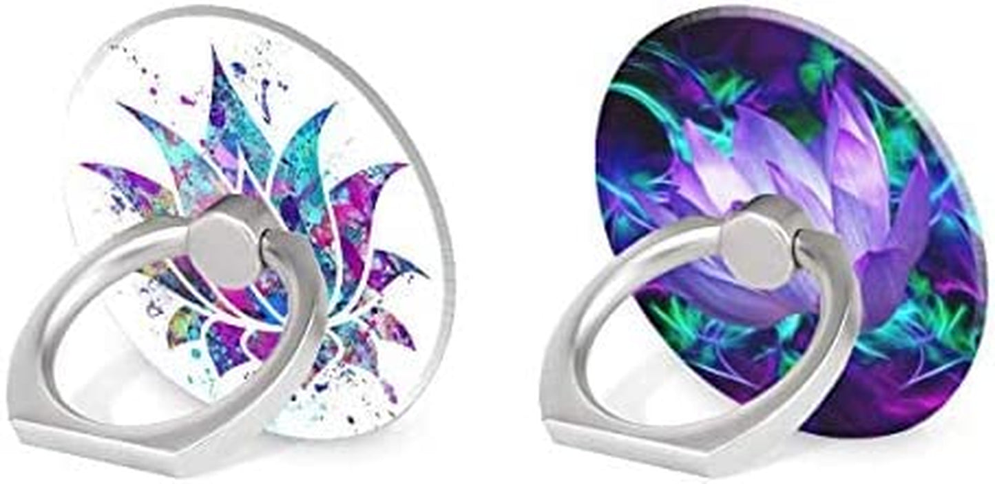 BYBART Phone Ring Holder, 2PCS Metal 360° Rotation Phone Grip Kickstand Universal Finger Ring Stand Compatible with All Smartphone Tablet - Purple Lotus Flower  BYBART   