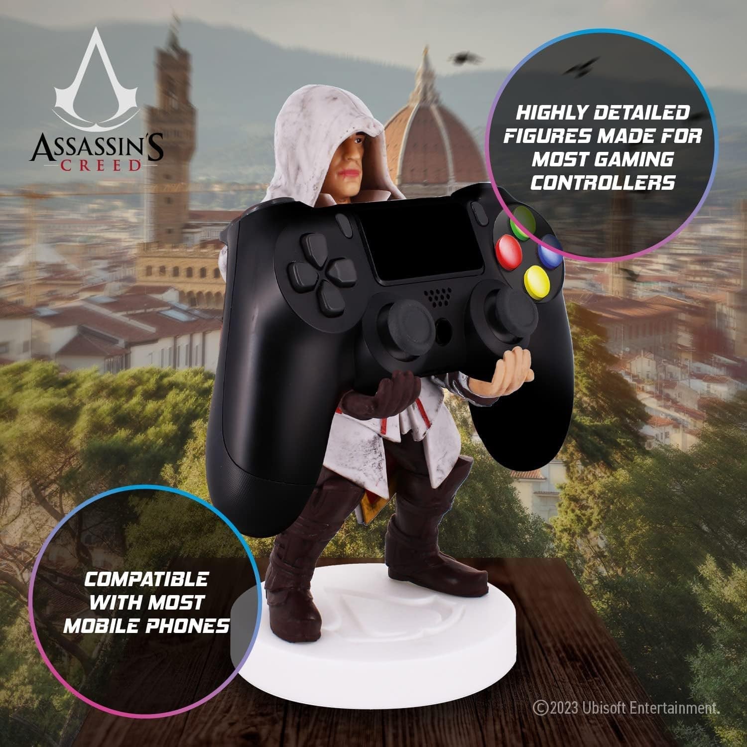 Cableguys Assassin'S Creed Ezio Gaming Figure - Accessory Stand for Controller or Smartphone - USB Cable Included - 20 Cm  Exquisite Gaming   