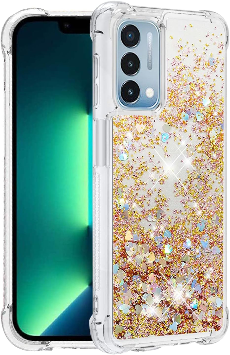 Yarxiawin Comepatible with Oneplus Nord N200 5G Case Glitter Sparkle Gold, Luxury Oneplus Nord N200 5G Phone Case Silicone Shiny Bumper Protective Case Anti-Scratch Cover (Blue)  Yarxiawin Gold  