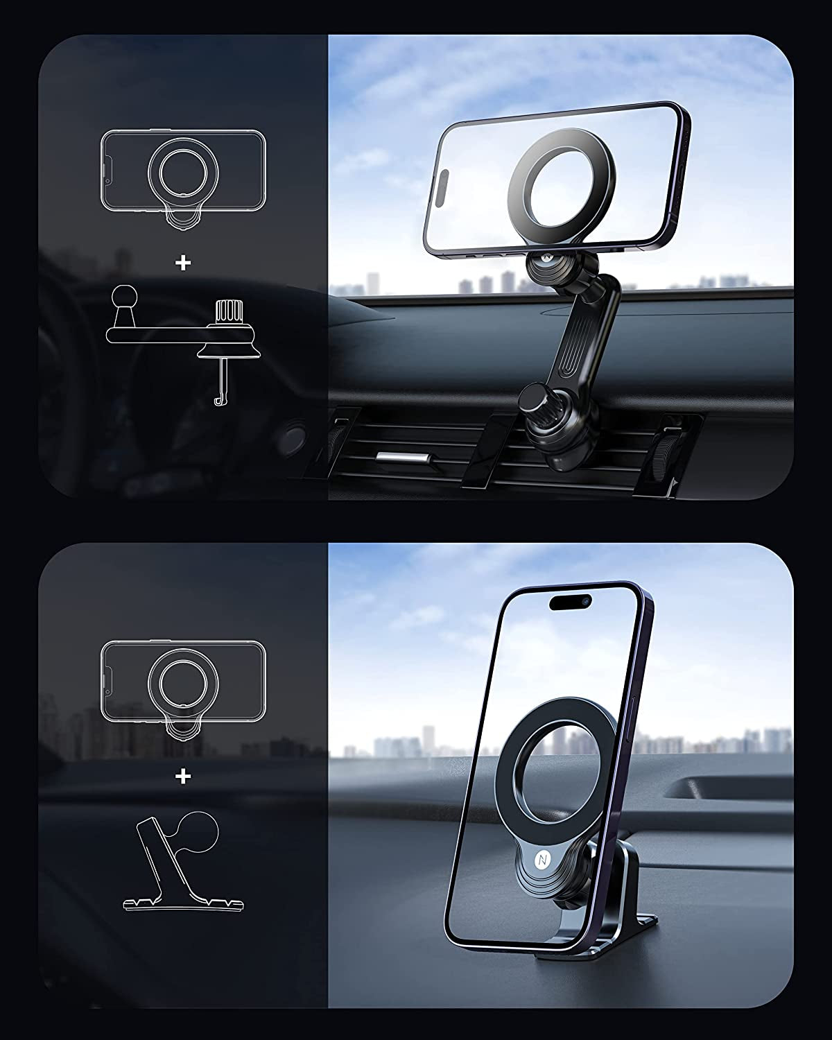 ZEEHOO Compatible with Magsafe Car Mount, Magnetic Phone Holder for Car [12 Strongest Magnets], Magnetic Car Vent Phone Mount [Non-Blocking&360 Rotation] for Iphone 14 13 12 Pro Max Mini & All Phones  ZeeHoo   