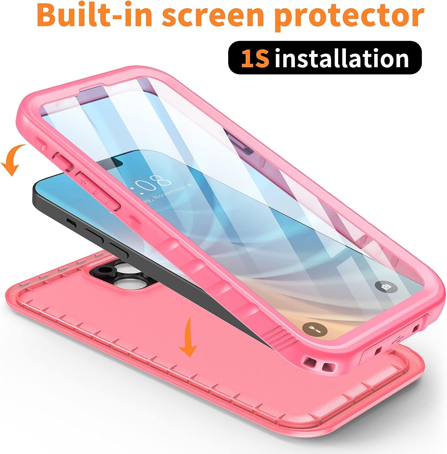 Cozycase Compatible with Iphone 14 plus Waterproof Case - Full Body Shockproof Dustproof Dropproof Built in Screen Protector Rugged Waterproof Case for Iphone 14 plus 6.7 Inch Pink  Cozycase   