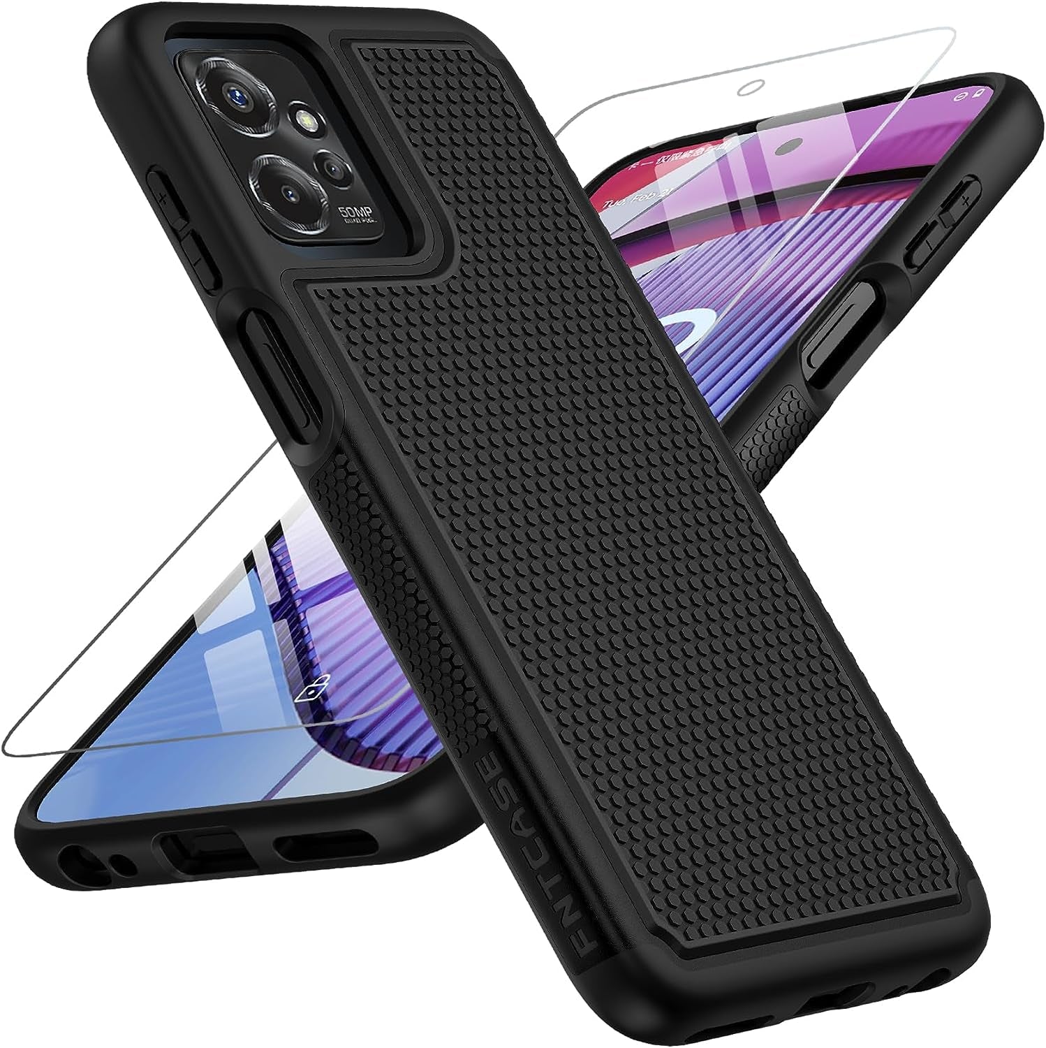 FNTCASE for Motorola Moto G-Power-5G 2023 Case: Moto G 5G 2023 Case Dual Layer Shockproof Protective Textured Design Cell Phone Cover Heavy Duty Rugged Tough Back Hardshell Hybrid Slim Basic Case  FNTCASE Black 2023 Phone Case  