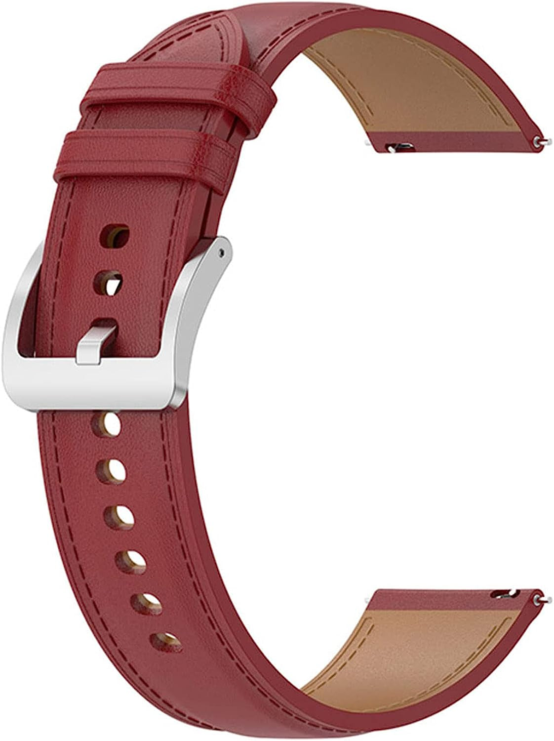 20Mm Leather Strap Fits for Samsung Galaxy Watch 5/5 Pro Strap, Genuine Leather Wristband Bracelet Band Replacement for Galaxy Watch 4  Generic Red  