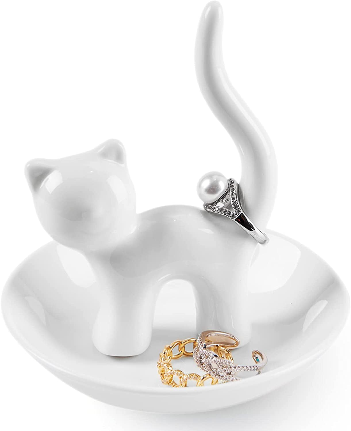 Piudee Hand Ring Holder Dish Jewelry Holder, I LOVE YOU Hand Ring Stand Engagement Wedding Ring Holder, Anniversary Wedding Valentine'S Day Gifts for Her Him Husband Wife Girlfriend Bride Gift  Piudee Cat  