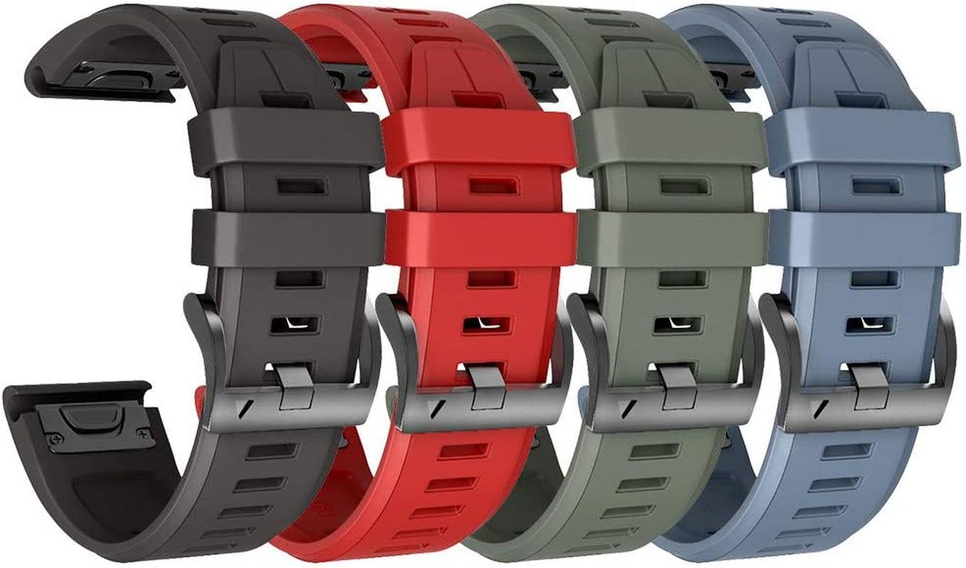 ANCOOL Compatible with Garmin Fenix 5X plus Band 26Mm Easy Fit Silicone Watch Strap Wristbands Replacement for Fenix 7X/Fenix 6X Pro/Fenix 6X/D2 Delta Px/Tactix Delta/Descent Mk2 (Pack of 7)  ANG 4PCS Pack  