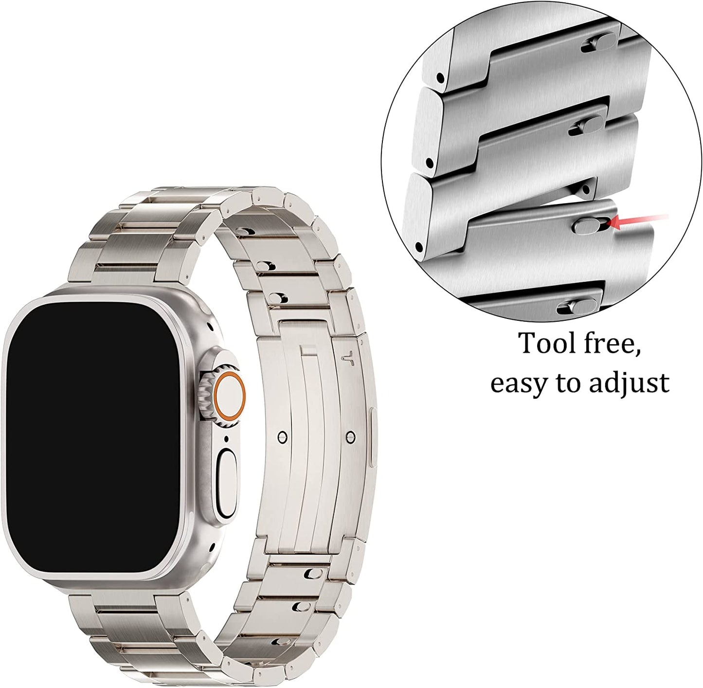 LDFAS Titanium Band Compatible for Apple Watch Ultra Band 49Mm Titanium Link Bracelet Metal Watch Strap with Curved Buckle Compatible for Apple Watch Se/Series 8/7 45Mm/44Mm Band, Silver Gray  LDFAS   