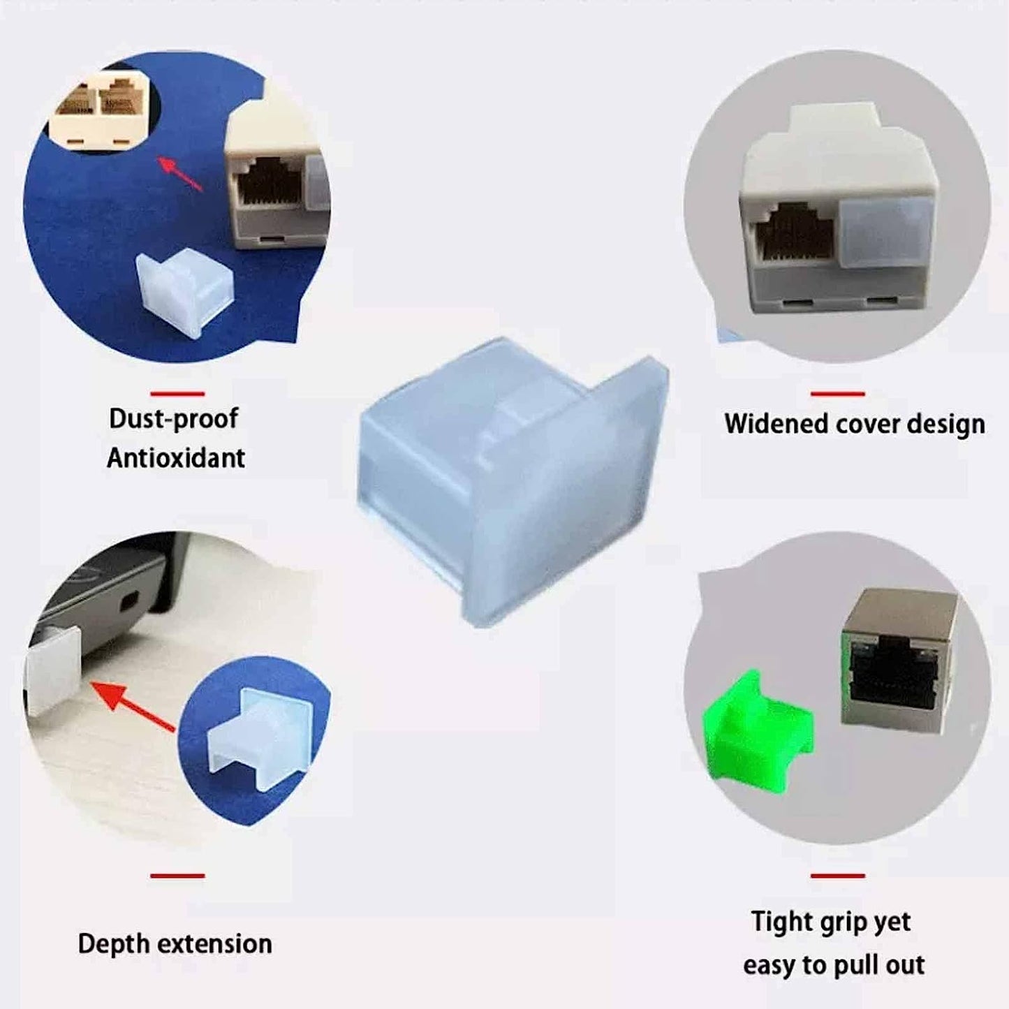 20Pcs RJ-45 Plug Protector Dust Covers, Plastic RJ45 a Female Anti-Dust Plug Ethernet Hub Port Protector for RJ45 Female Port (Blue)  Generic   