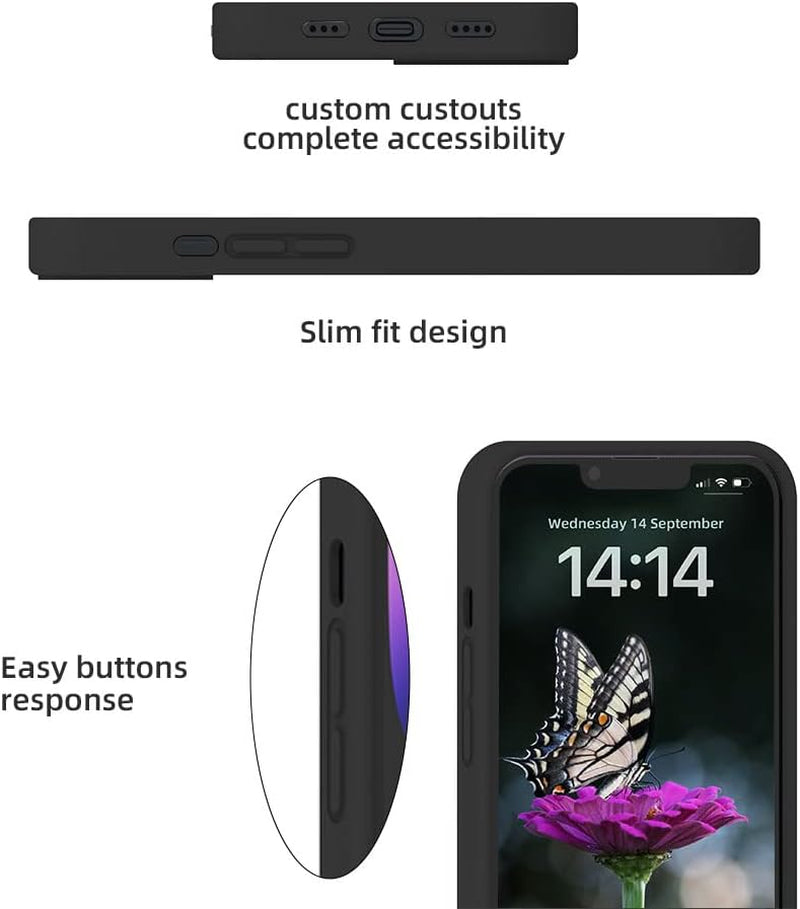 SOH Iphone 14 Pro Silicone Case 6.1 Inch Full-Body Shockproof Case with Ultra-Thin Inner Lining Compatible with Apple Iphone 14 Pro (Black)  SOH Mingying   