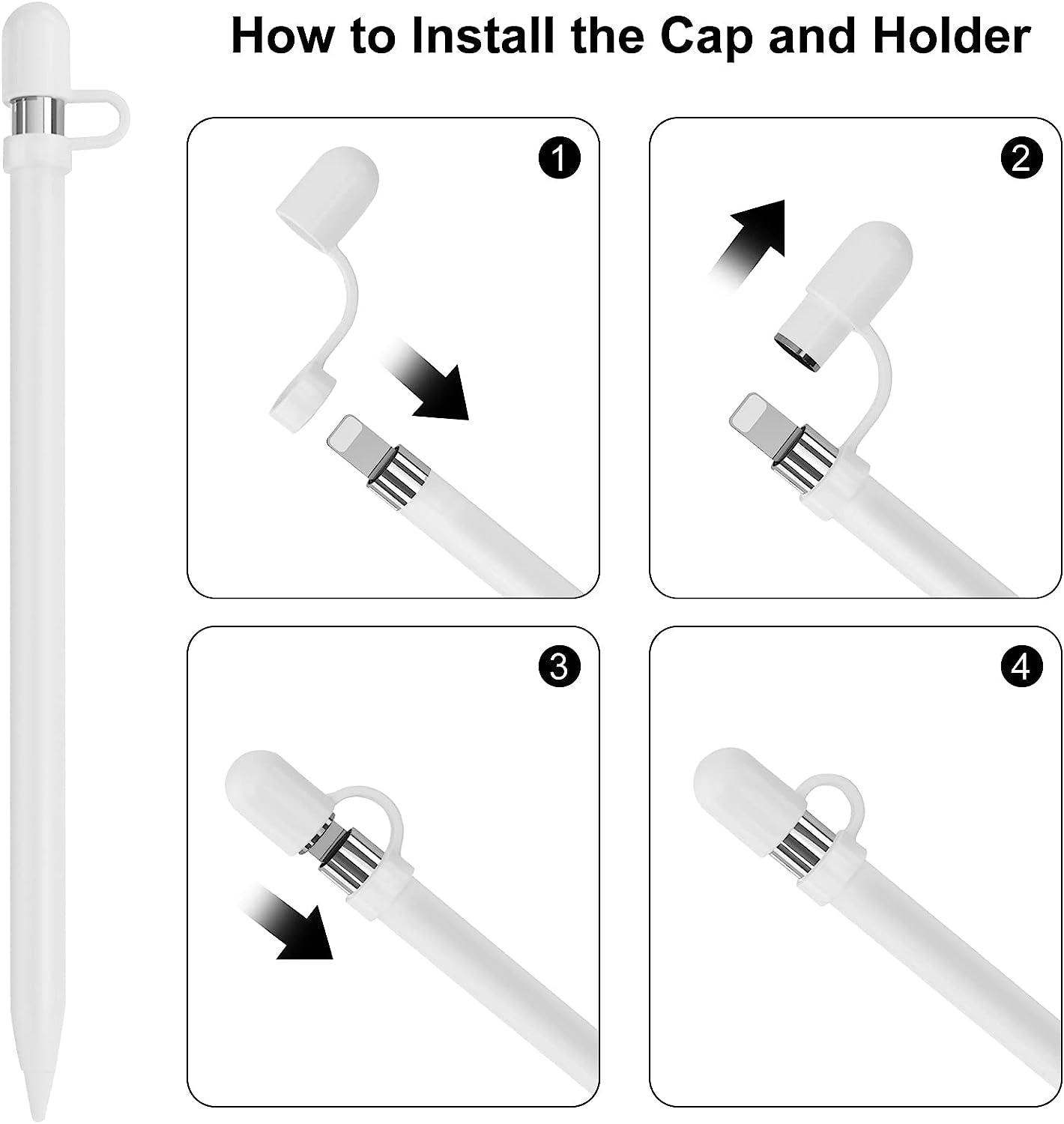 APETOO Magnetic Replacement Cap for Apple Pencil 1St Gen,2-Sets Ipencil Replacement Cap with Anti-Lost Silicone Holder for Ipad Pro Pencil End Cap Stylus Top Cover Protective Holder for Ipad Pencil  APETOO   