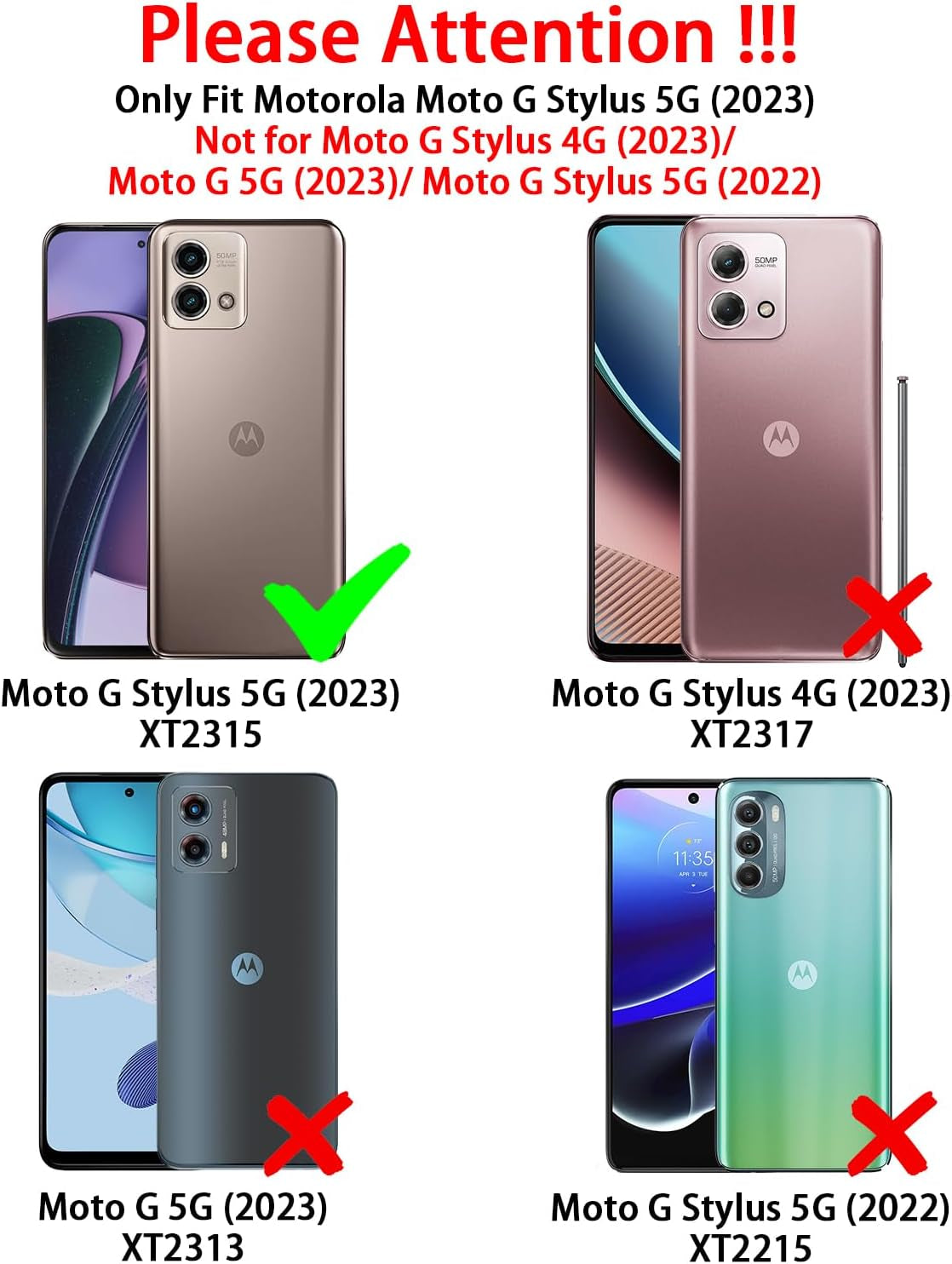 For Motorola Moto G Stylus 5G 2023 Case with 2 Pcs Tempered Glass Screen Protector, [Military-Grade] Rugged Heavy Duty Shockproof Phone Case Cover with Kickstand for Moto G Stylus 5G 2023, Black  Steuscey   