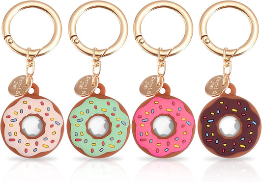 [4 Pack] Vozehui Airtag Keychain Donut Case for Airtag Tracker,Cute Protective Airtag Holder with Anti-Lost Keychain,Anti-Drop Scratch Airtag Holder Keychain Accessories for Kids Pets Backpacks  Vozehui   