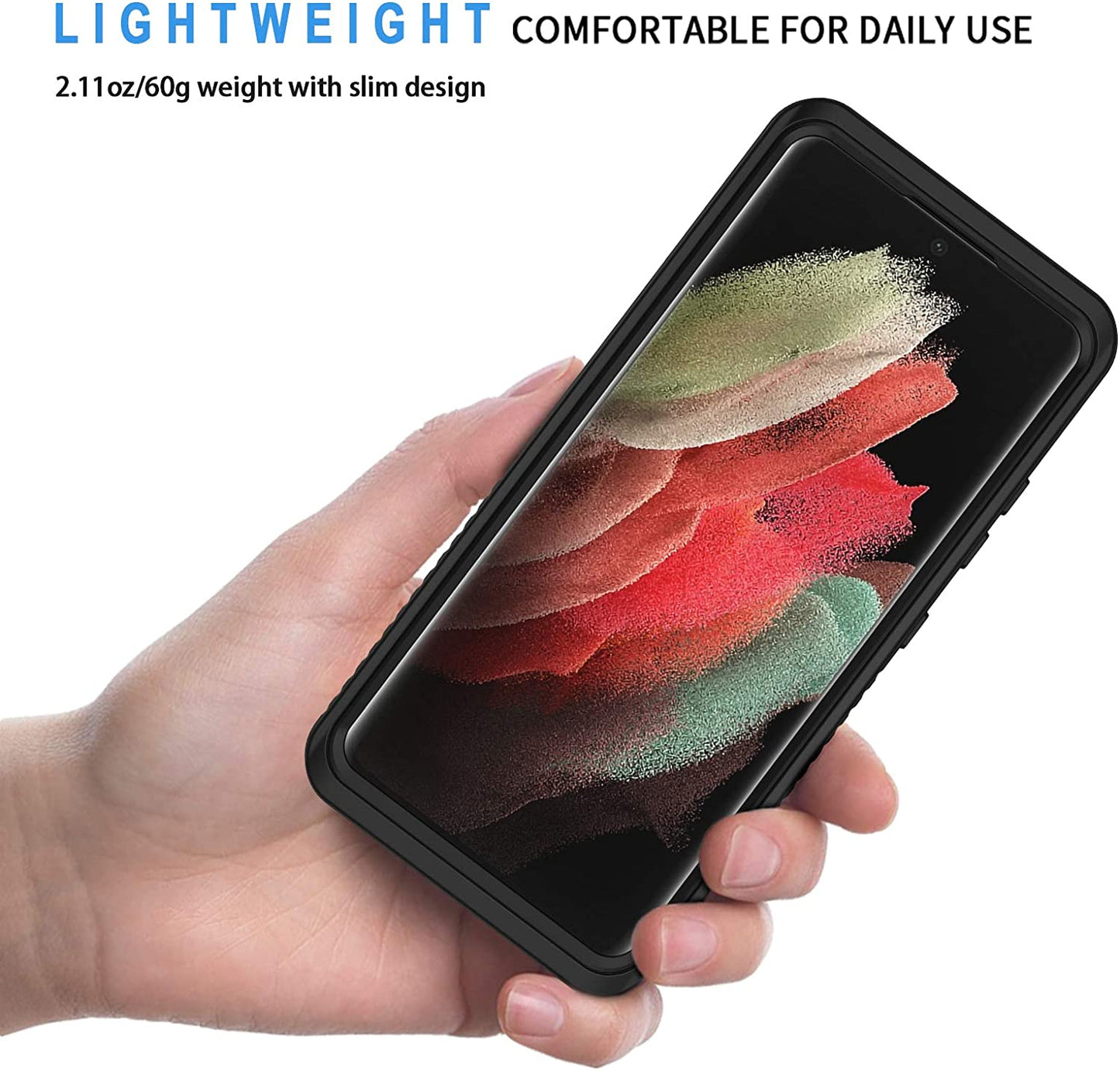 Lanhiem Samsung Galaxy S21 Ultra Case, IP68 Waterproof Dustproof, Built-In Screen Protector, Rugged Full Body Shockproof Protective Phone Cover for Galaxy S21 Ultra 5G 6.8 Inch, Black  Lanhiem   