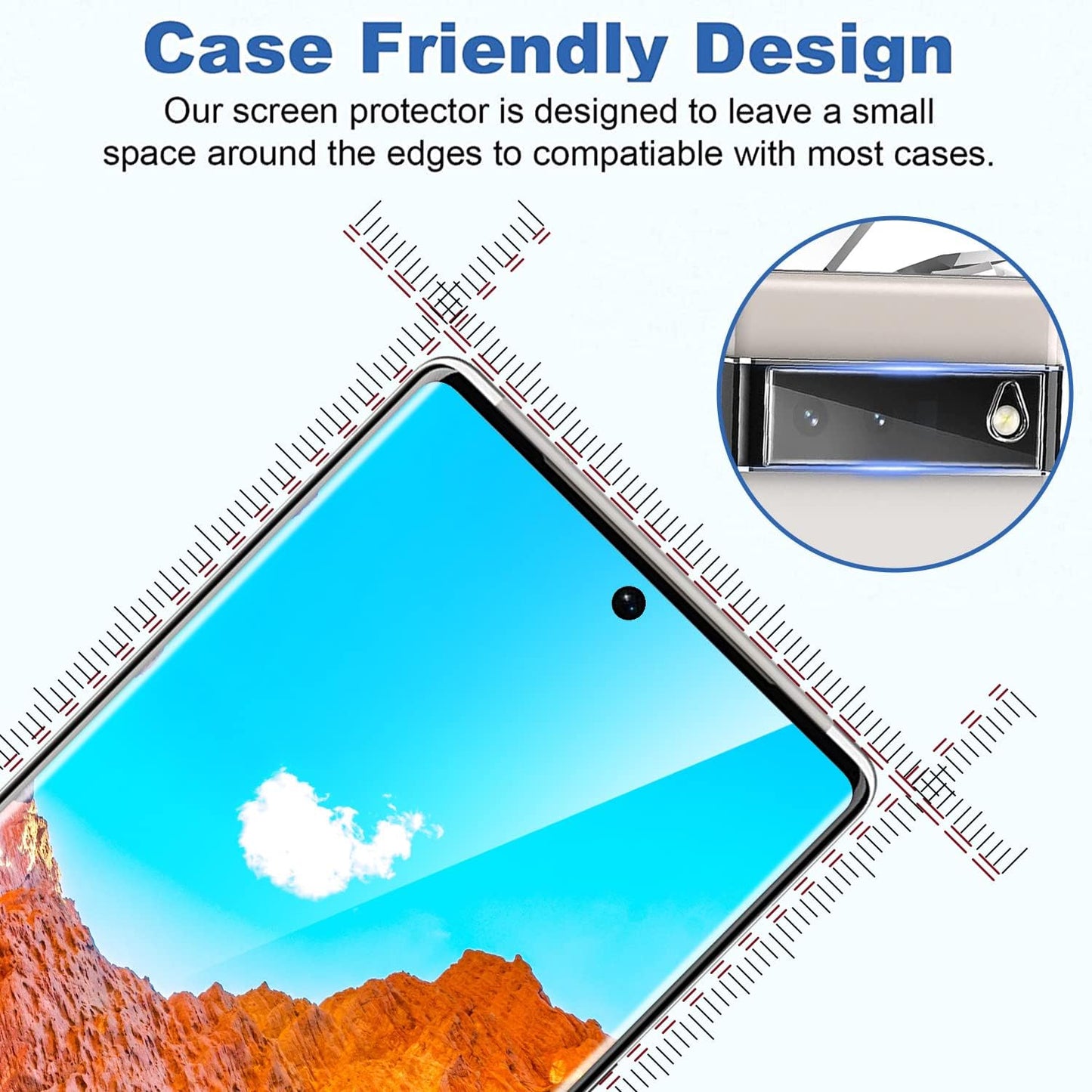 [2+2 Pack] for Google Pixel 6 Pro Screen Protector, 9H Tempered Glass, Ultrasonic Fingerprint Compatible, 3D Curved, HD Clear Scratch Resistant for Google Pixel 6 Pro 5G Glass Screen Protector  Arshek   