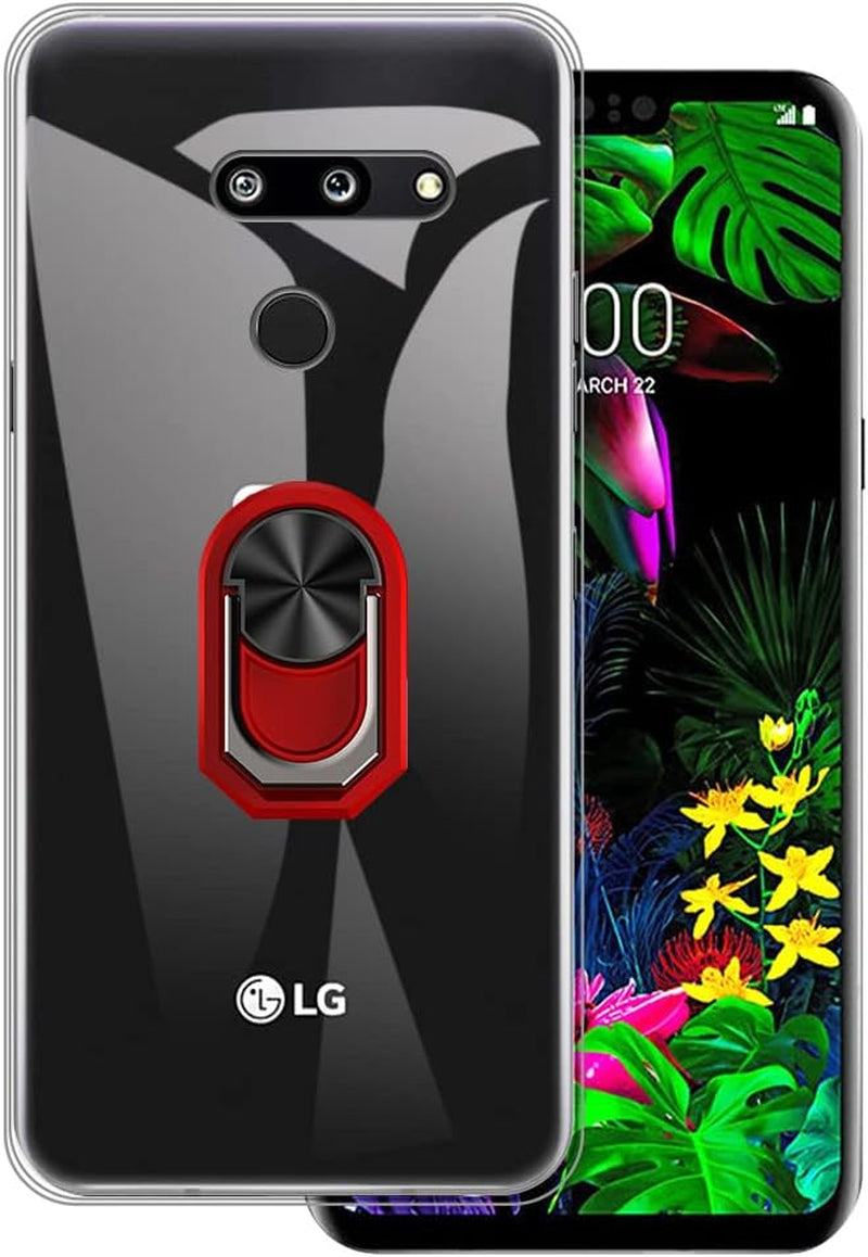 For LG G8 Thinq Ultra Thin Phone Case + Ring Holder Kickstand Bracket, Gel Pudding Soft Silicone Phone for LG G8 Thinq LM-G820N 6.10 Inches (Blackring-T)  MILEGAO Redring-T  