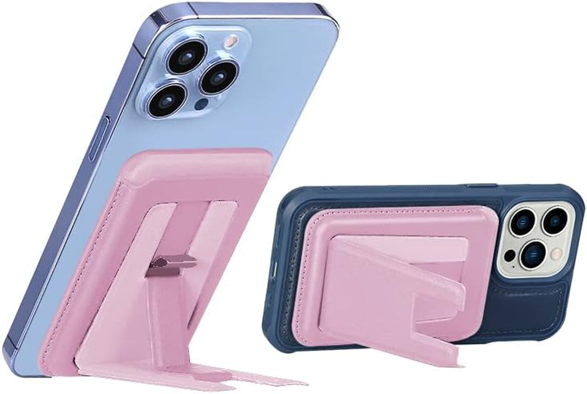 Gyizho Magnetic Card Wallet Holder with Magsafe for Iphone 14 Pro Max/14 Plus/14 Pro/14, for Iphone 13 Pro Max/13 Pro/13/13 Mini, for Iphone 12/12 Pro/12 Max/12 Mini,Midnight  Gyizho Stand-Pink  
