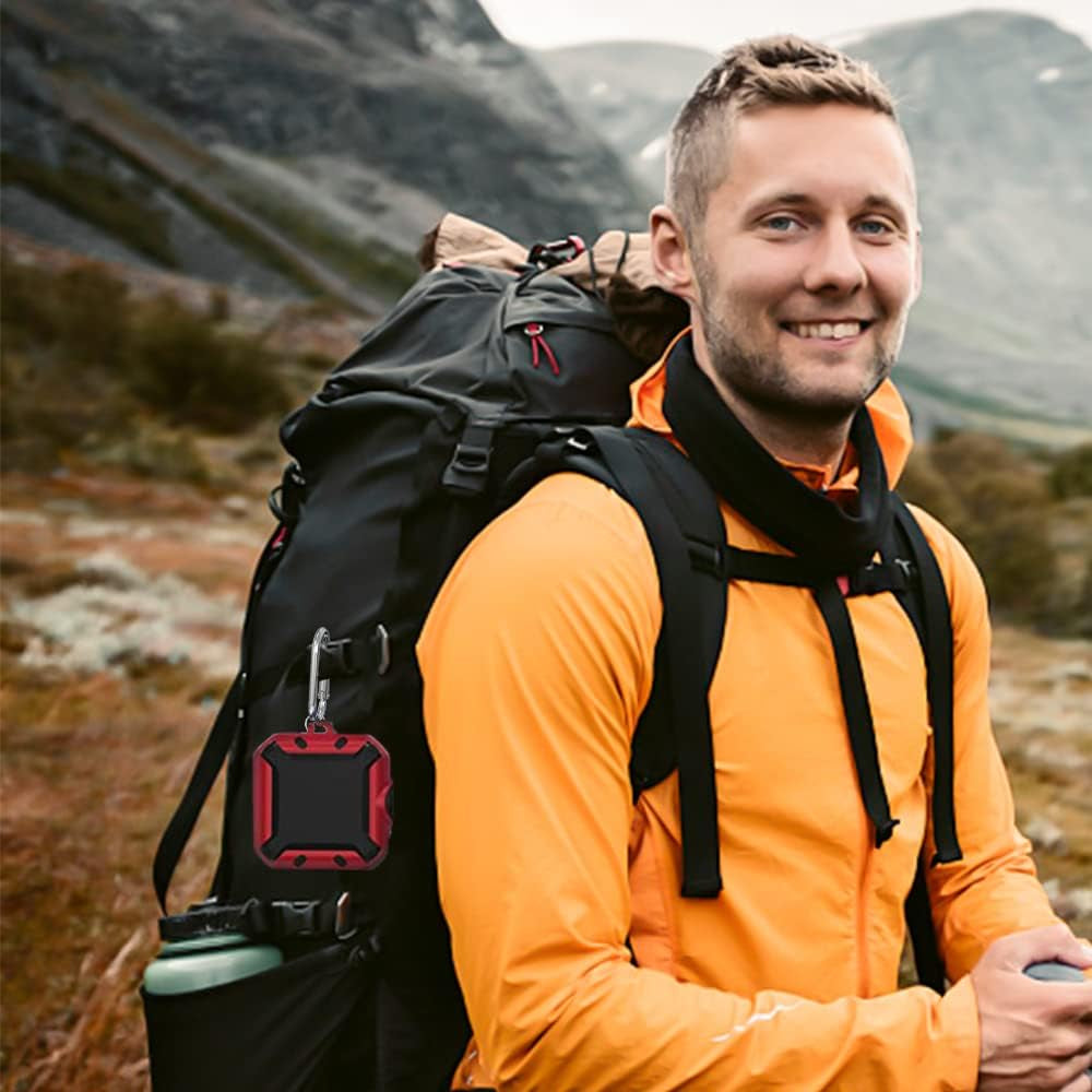 [Upgrade Secure Lock] Beats Fit Pro Case 2021, VAEKNVG Shock-Absorbing Protective Armor Cover for Beats Fit Pro Earbuds Accessories, TPU Hard Shell with Carabiner,Red  VAEKNVG   