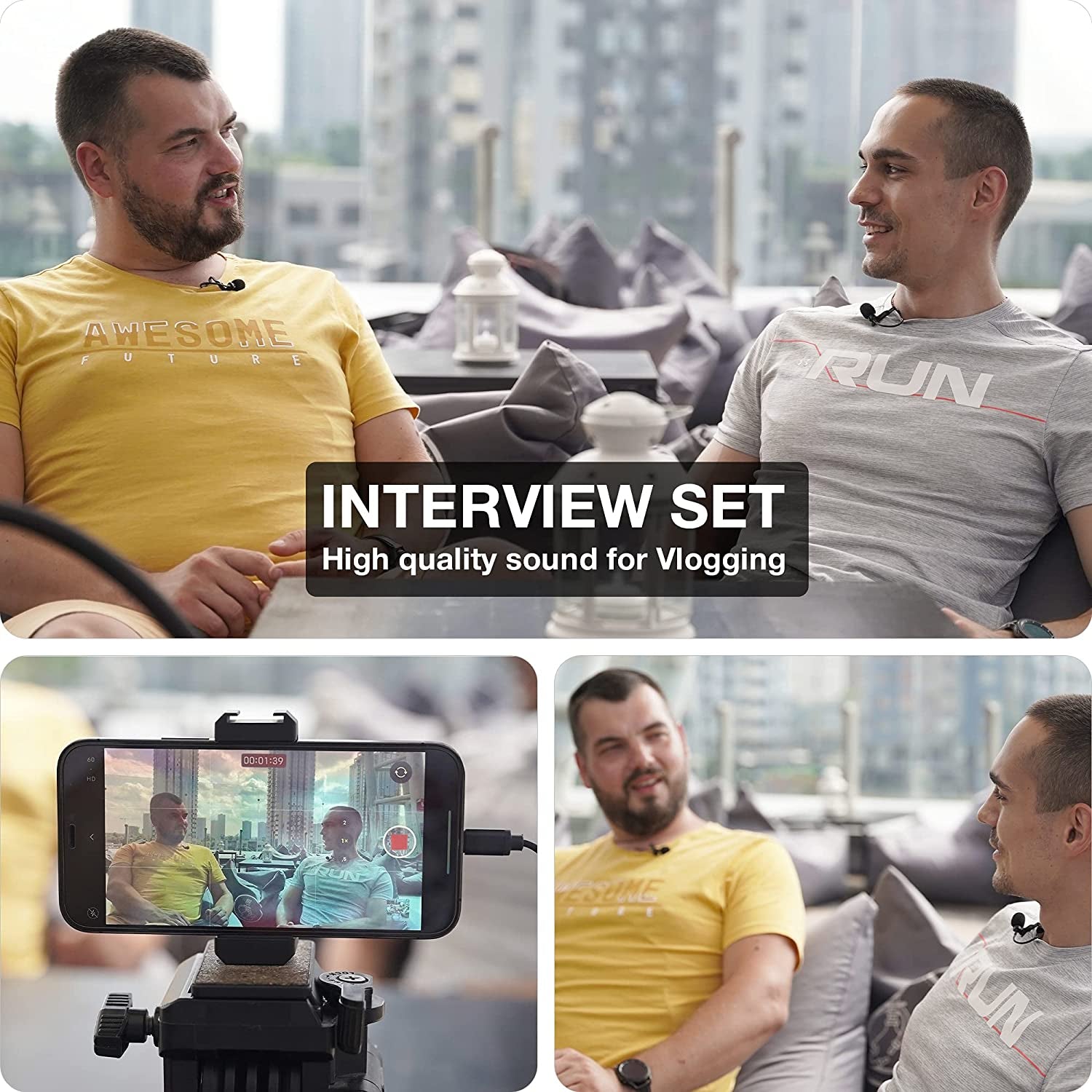 Powerdewise Professional Grade 2 Lavalier Clip-On Microphones Set for Dual Interview - Double Lav Lapel Microphone - Use for Iphone Phone Camera - Blogging Video Recording Noise Cancelling 3.5Mm Mic  PowerDeWise   