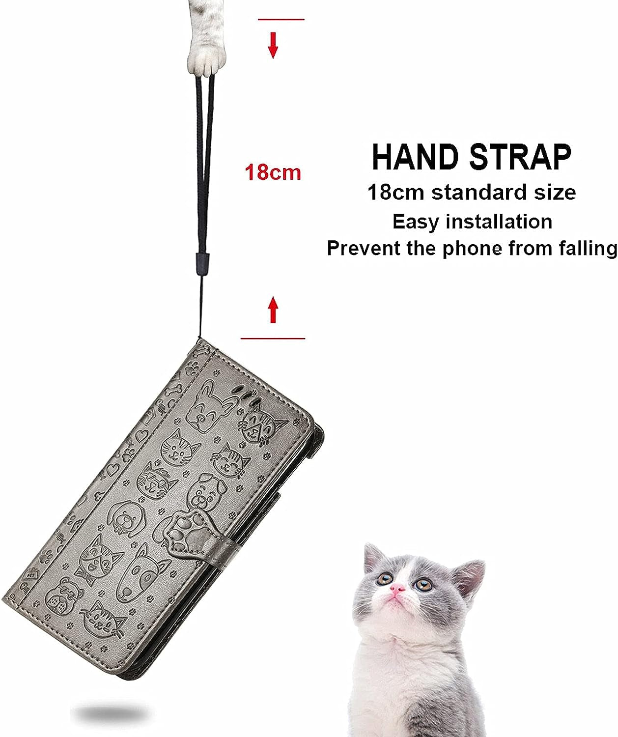 Ccsmall Oneplus Nord N200 Cartoon Girl Wallet Case,Kawaii Cat Dog Style Flip Phone Cover with ID Card Holder & Kickstand PU Leather Magnetic Clasp Case for Oneplus Nord N200 MG Grey  CCSmall   