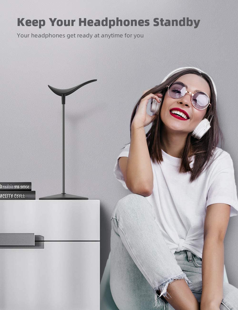 Lamicall Headphone Stand, Desktop Headset Holder - Desk Earphone Stand, for All Headsets Such as Airpods Max, Hyperx Gaming Headphones, Beats/Sennheiser Music Headphones - Black  Lamicall   