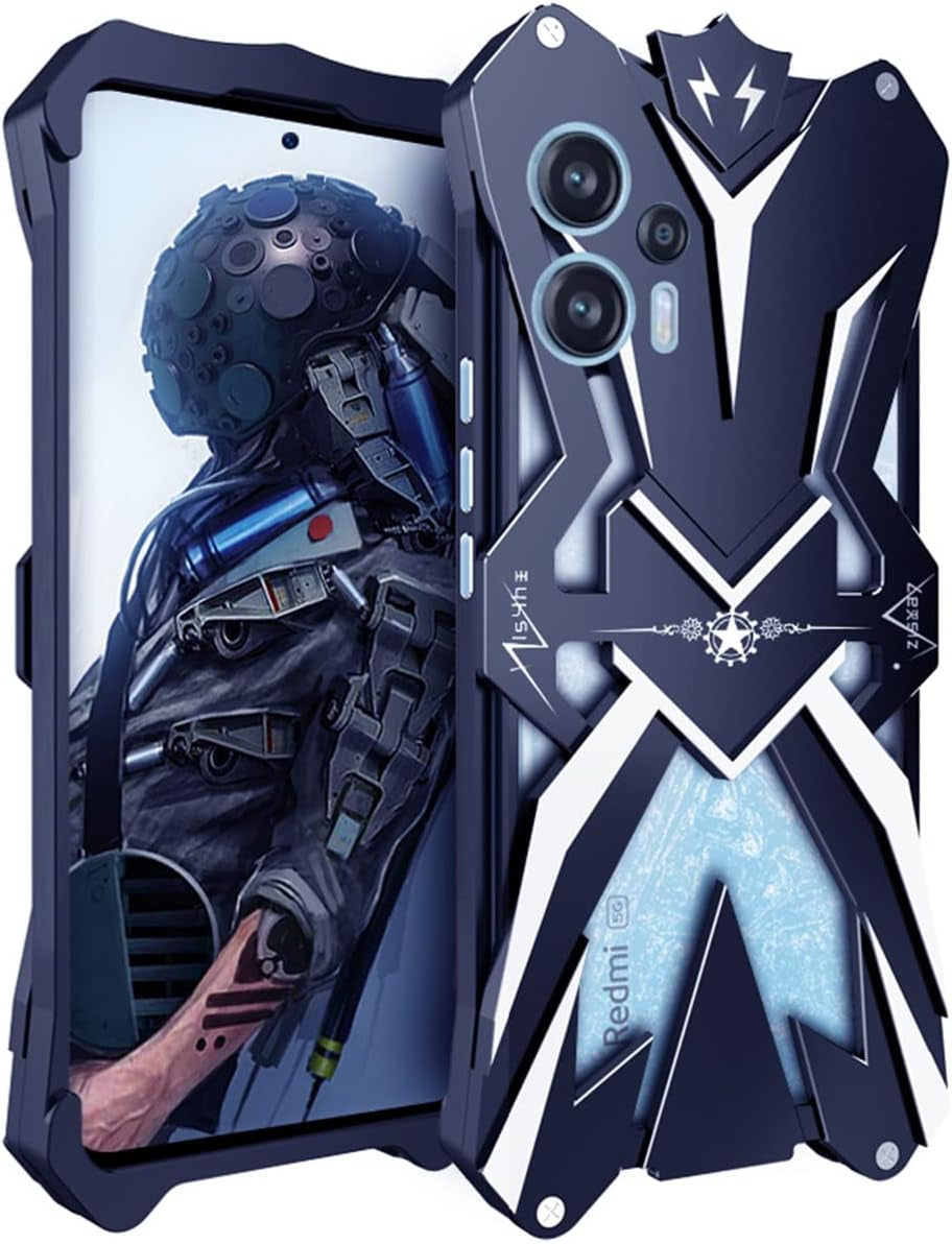 DAYJOY Cool Design Aluminum Case Compatible with Xiaomi 11 Ultra,Rock Punk Style Arm Shield Premium Aerospace Aluminum Metal Shockproof Bumper Frame Cover Case  DAYJOY Redmi Note 12 Turbo  