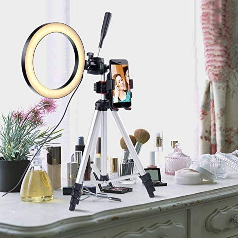 NOWXIIU Ring Light with Tripod Stand 7.9" for Youtube Video and Selfie/Makeup, Mini Desk LED Camera Flash Light with Cell Phone Holder Desktop Lamp 3 Light Modes & 11 Brightness Level  NOWXIIU   