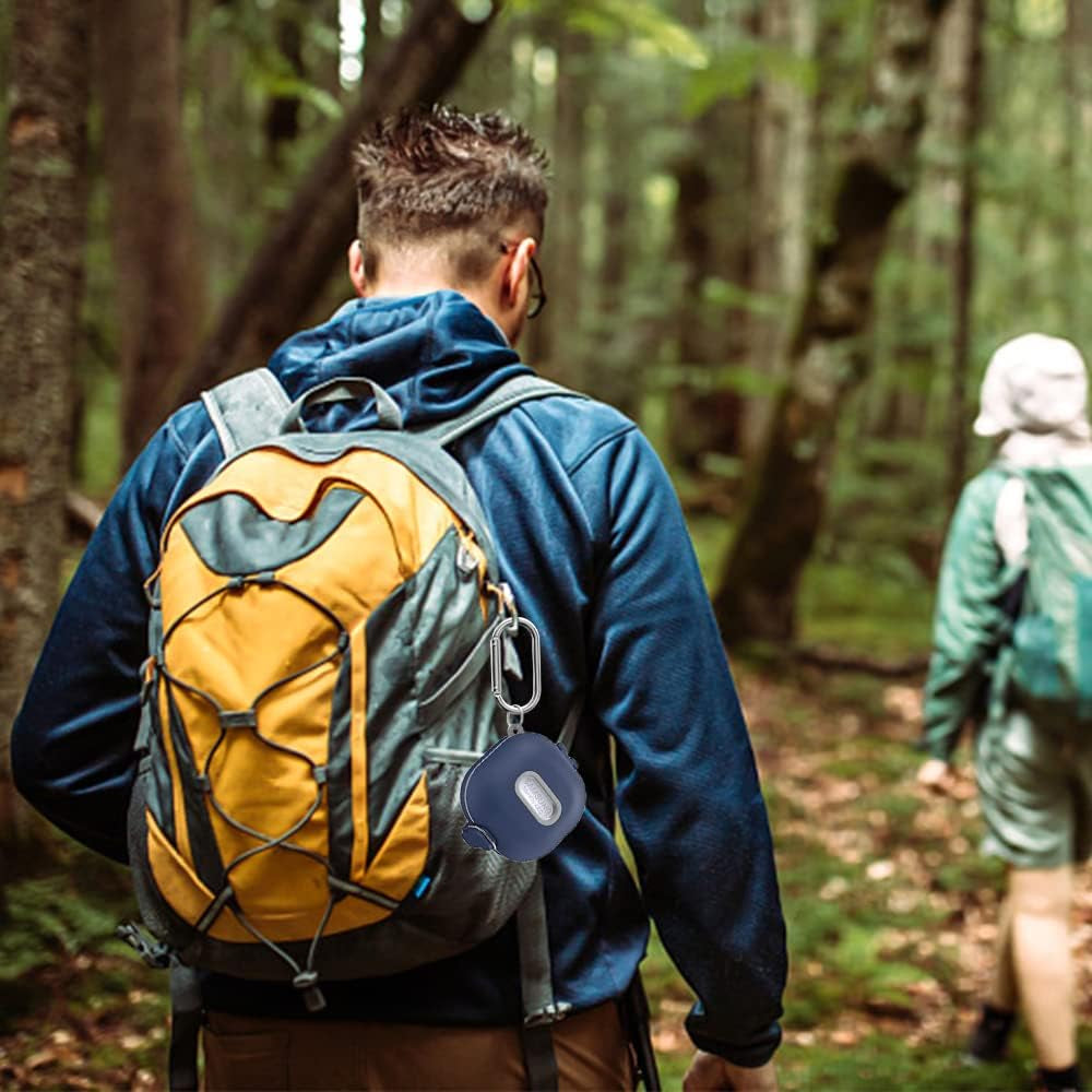 [Upgrade Secure Lock] Case for Samsung Galaxy Buds 2 Pro/Galaxy Buds 2/Galaxy Buds Pro/Galaxy Buds Live, Shock-Absorbing Protective Armor Cover TPU Hard Shell with Carabiner & Lanyard(Blue)  VAEKNVG   