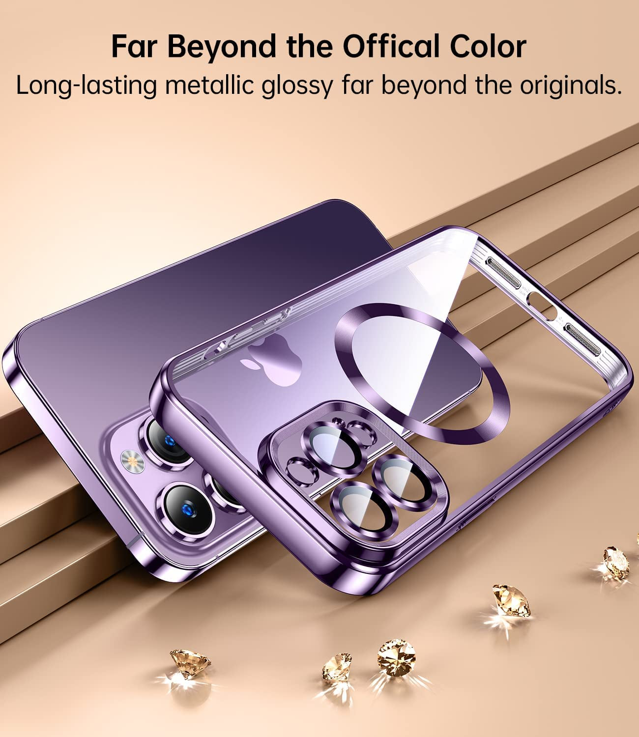 JUESHITUO Magnetic Clear for Iphone 14 Pro Max Case with Full Camera Protection [No.1 Strong N52 Magnets] [Military Grade Drop Protection] for Magsafe Women Girls Men Phone Case (6.7")-Deep Purple  JUESHITUO   