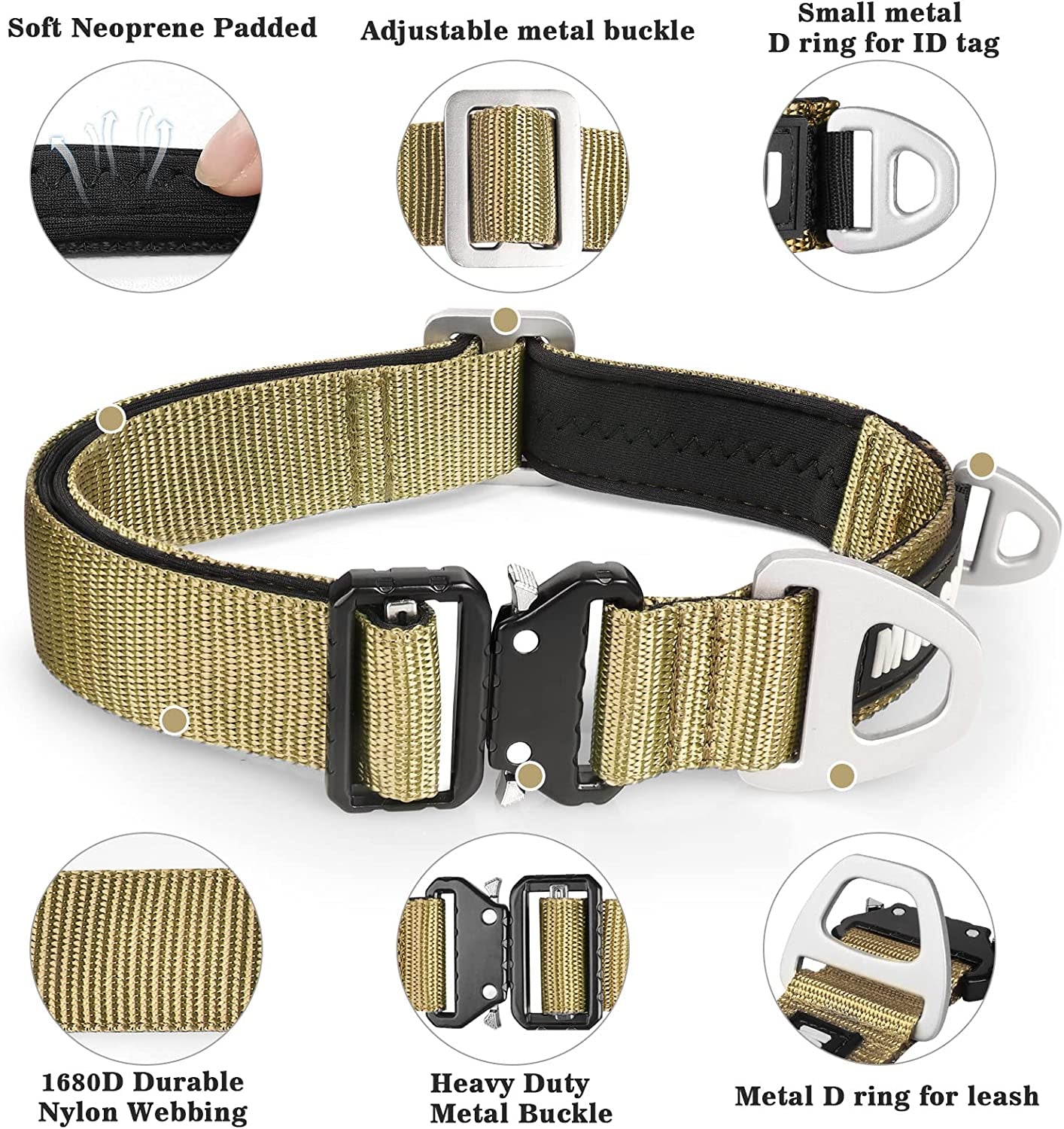 MOOGROU Dog Collar with Airtag Holder,Quick-Release Metal Buckle Heavy Duty Pet Collar for Small Medium Large Dogs,Premium Adjustable Nylon Airtag Dog Collar with Soft Neoprene Padded Comfy Brown 1.2"  MOOGROU   