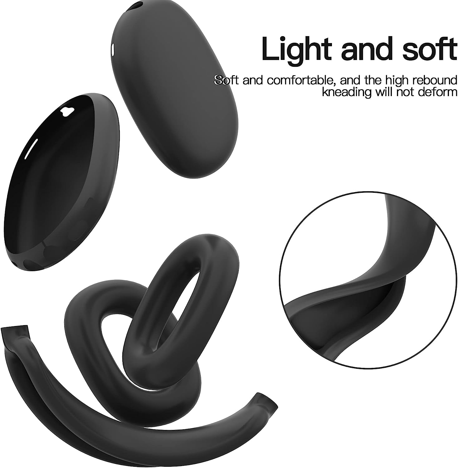 TUCANA Silicon Cases Compatible for Airpods Max, Overhead Cover + Earcup Cover + Ear Pad Cover (Black)  TUCANA   