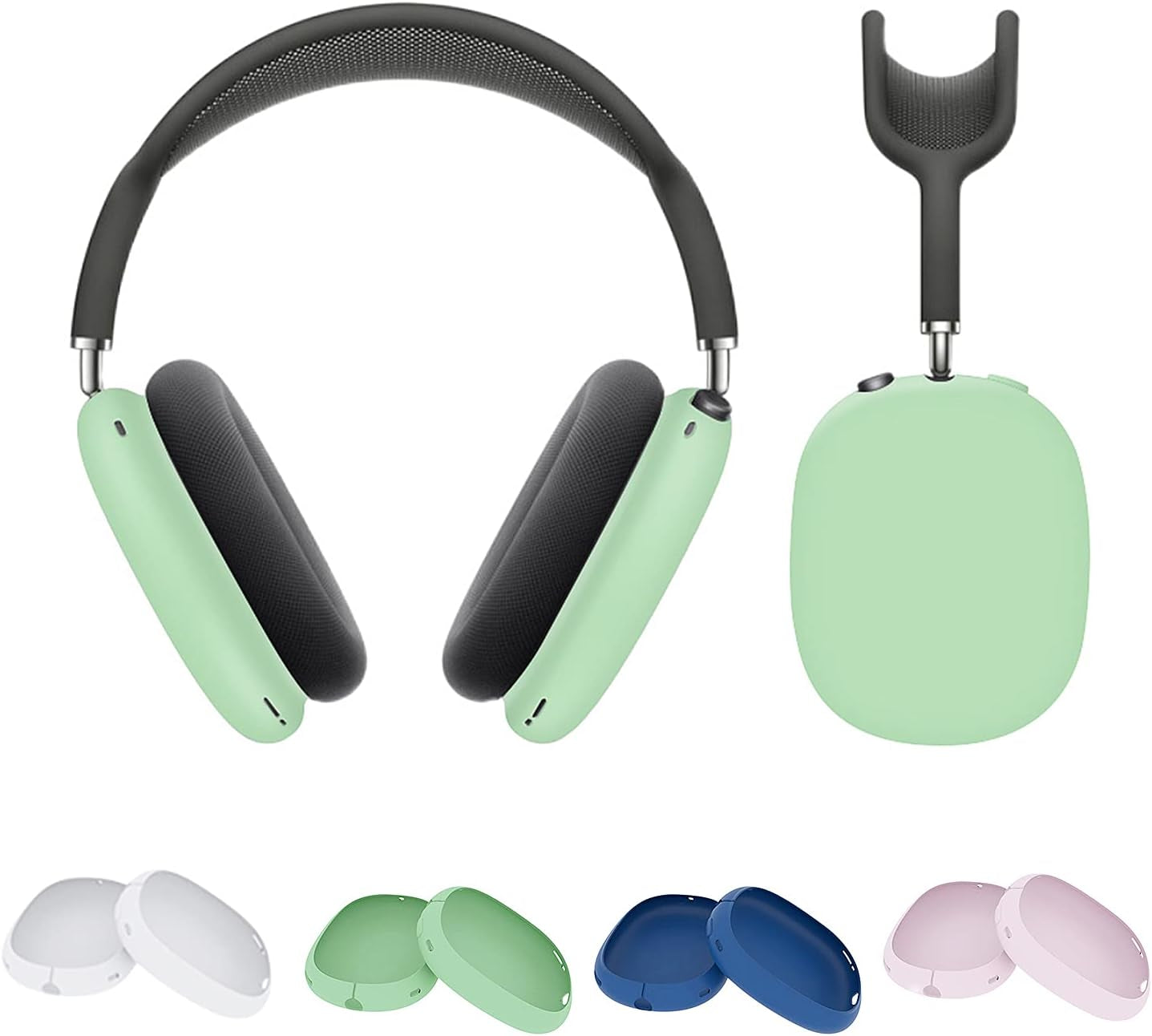 Antetek Silicone Case for Airpods Max Headphone,Soft Silicone Skin Cover Lightweight [Anti Slip] Shock-Proof Shatter-Resistant Protective Frame Full Cover Compatible for Airpods Max (White)  Antetek Green  