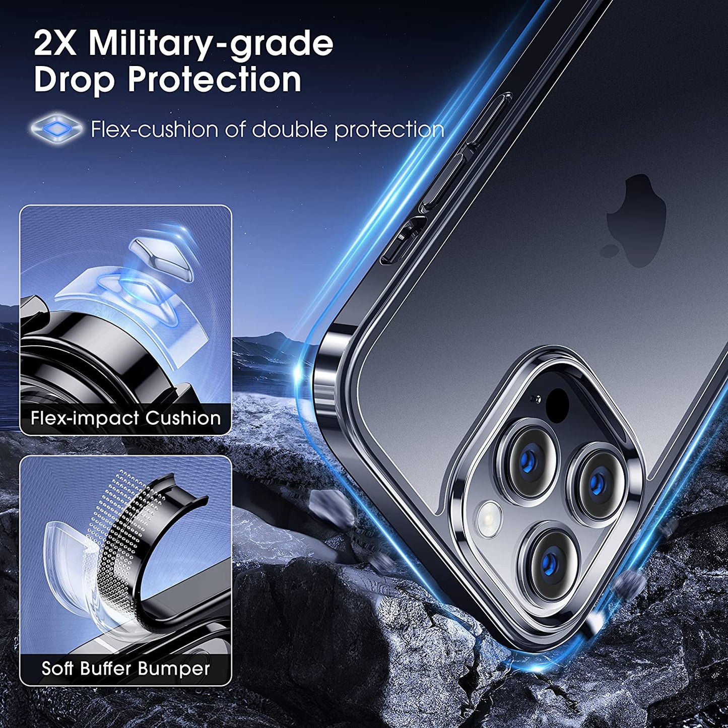 Alphex Invisible Clear Case for Iphone 14 Pro [Look as Caseless] [Never Yellowing] 8FT Military Grade Protective Soft Glossy Bumper Matte Slim Women Men Phone Cover 6.1 Inch, Space Black  Alphex   